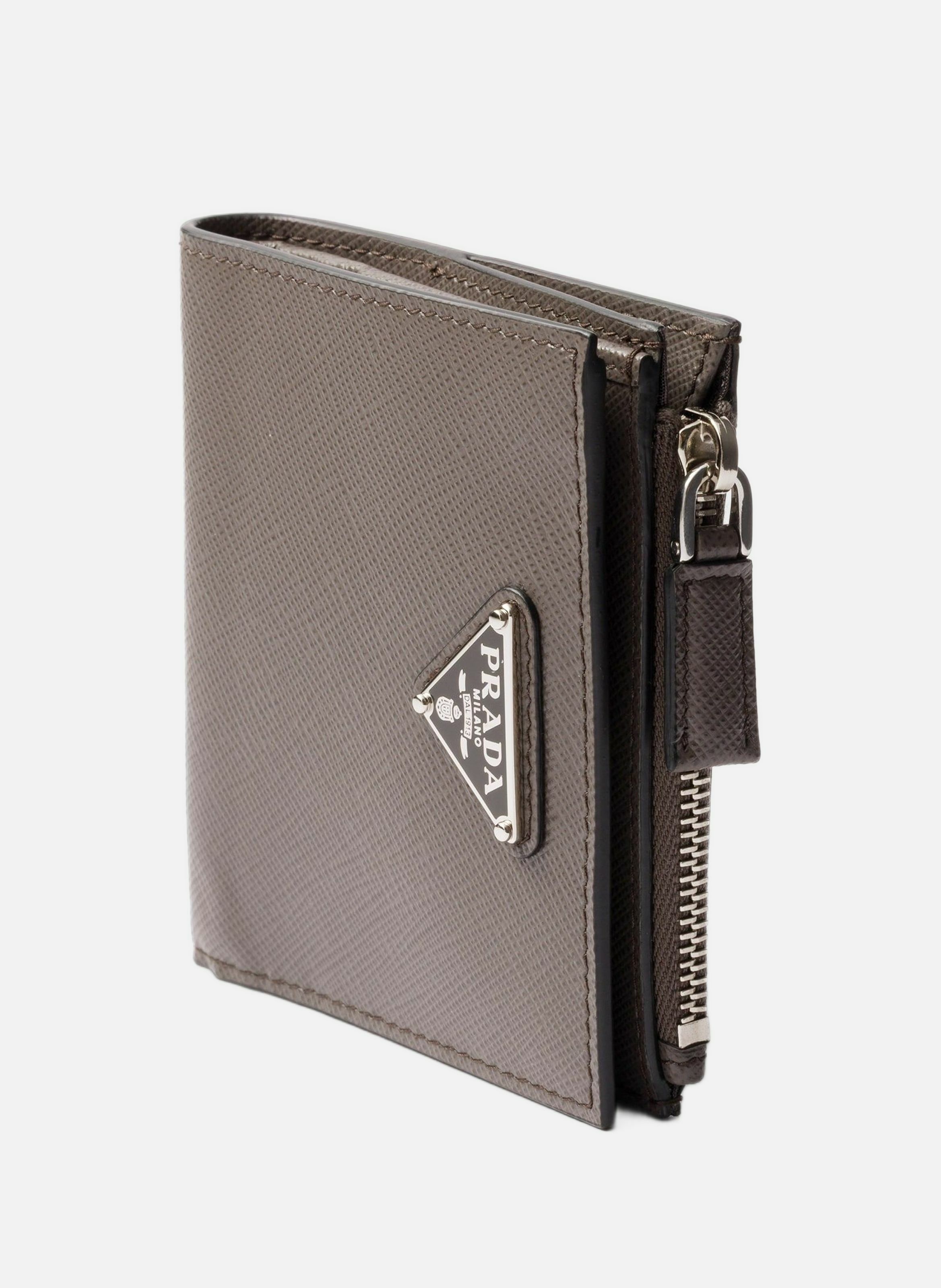 Petit portefeuille en cuir saffiano PRADA Gris
