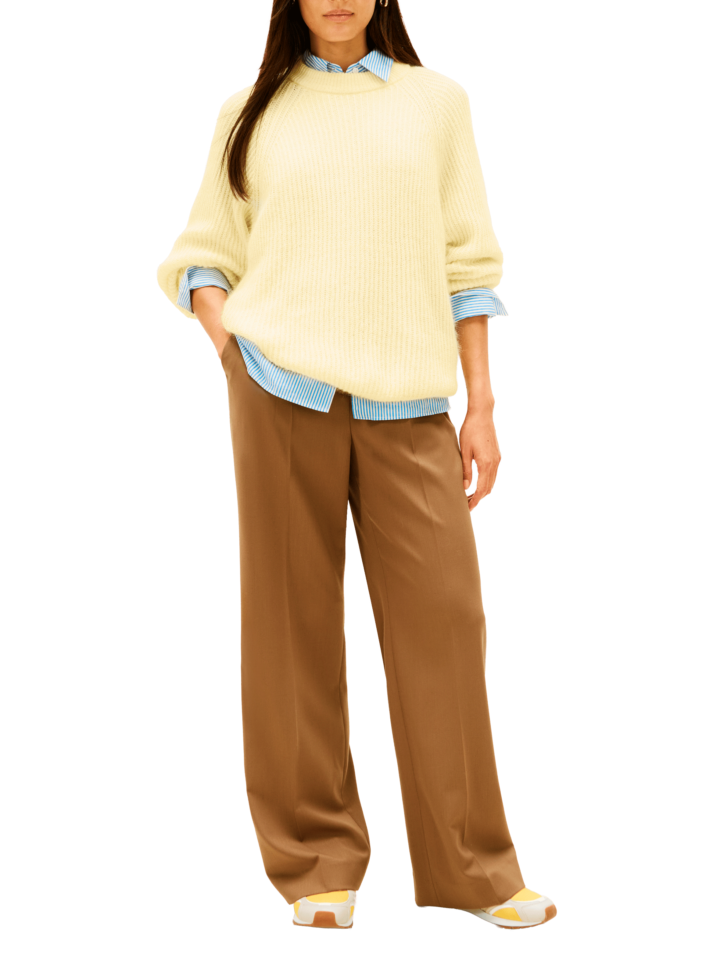 Pull col rond ample en alpaga mélangé TOMMY HILFIGER Jaune