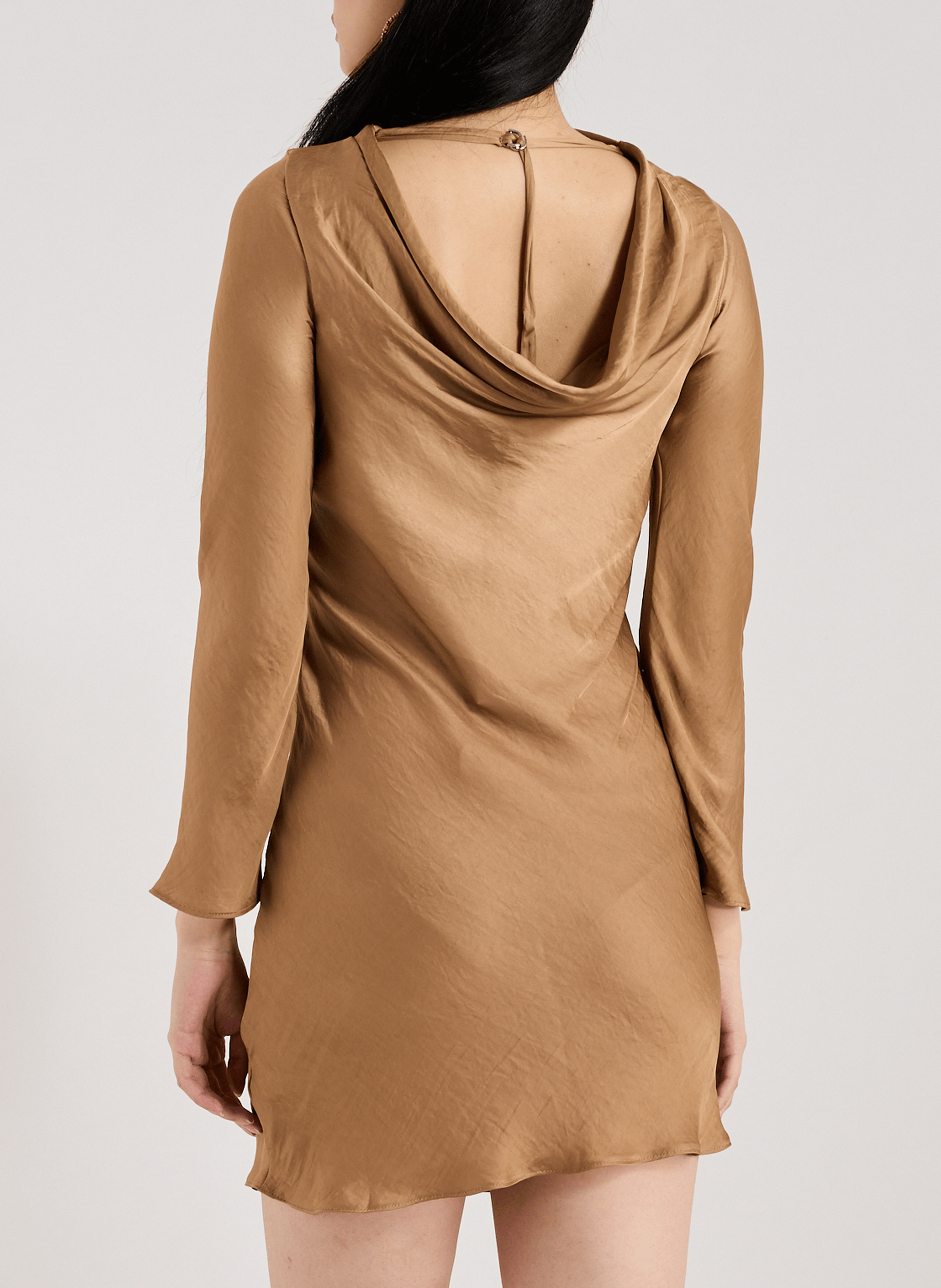 Robe courte fluide satinée TOPSHOP Marron