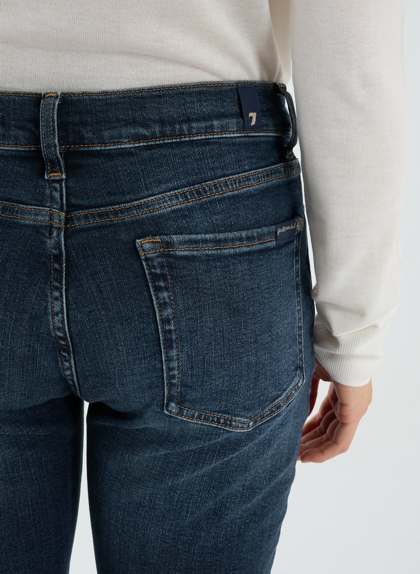 Jean skinny en coton mélangé 7 FOR ALL MANKIND Bleu