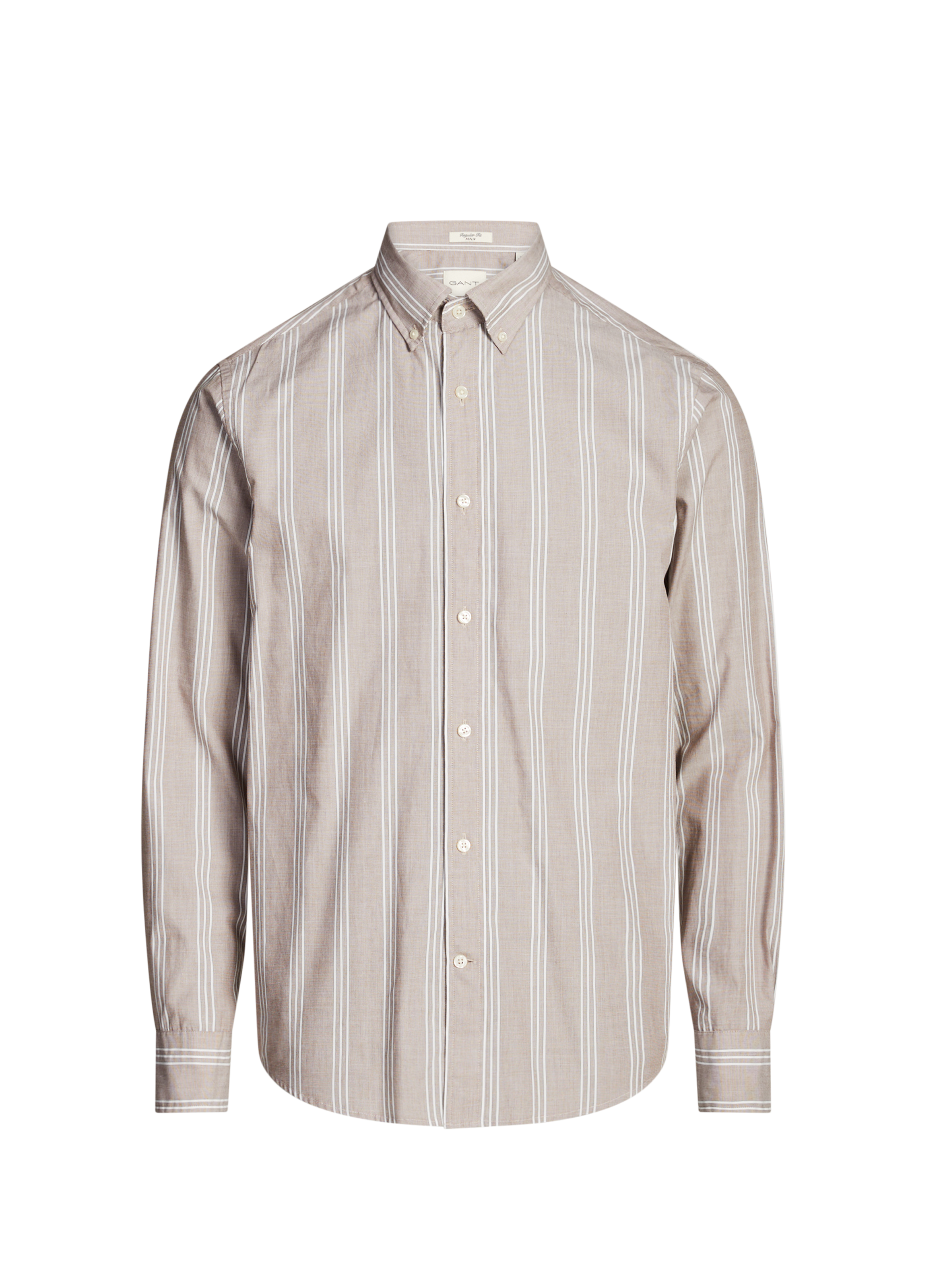 GANT Striped shirt with American collar in cotton Brown