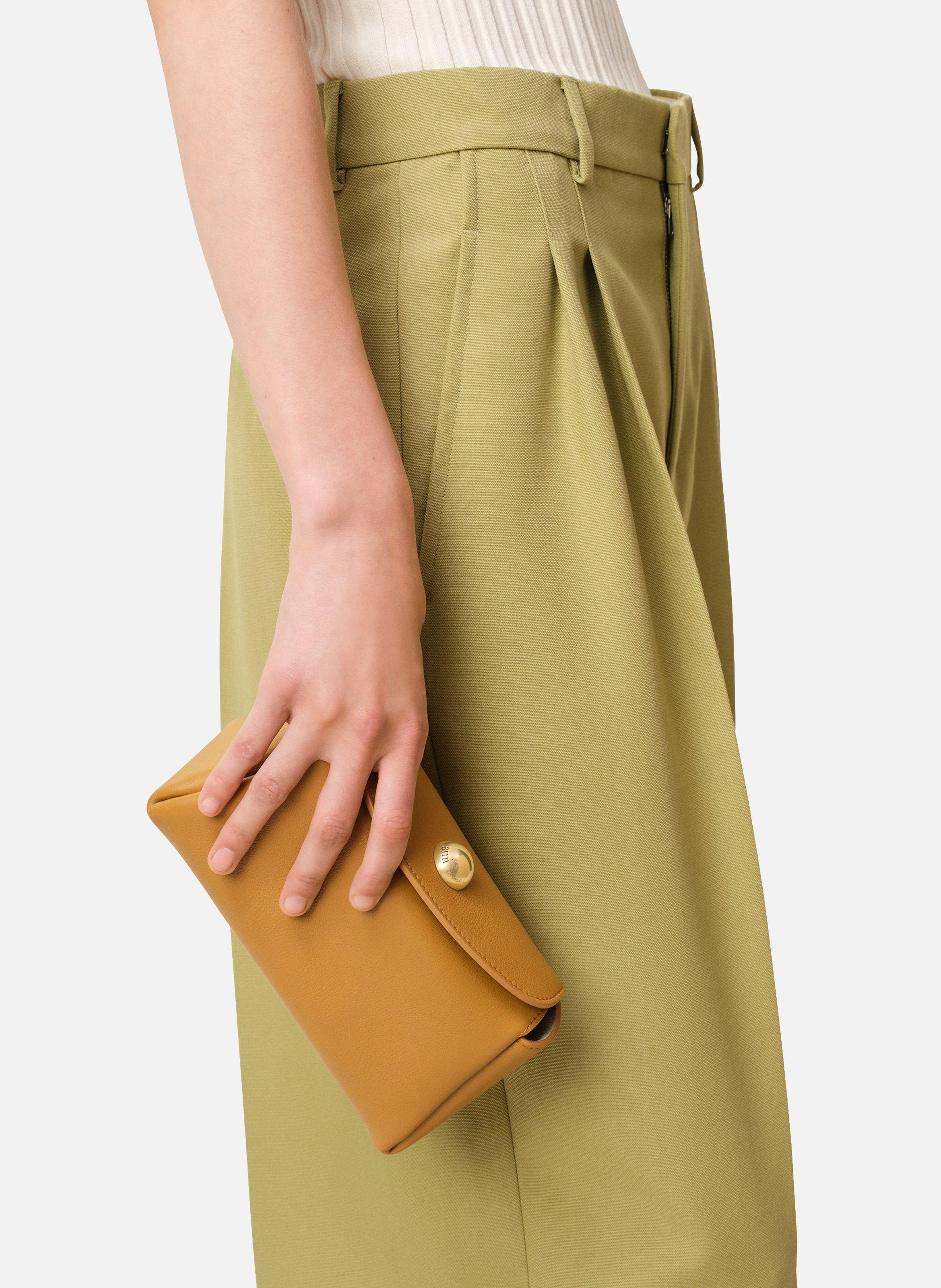 Mini sac carrousel unisexe en cuir de veau AMI PARIS Jaune