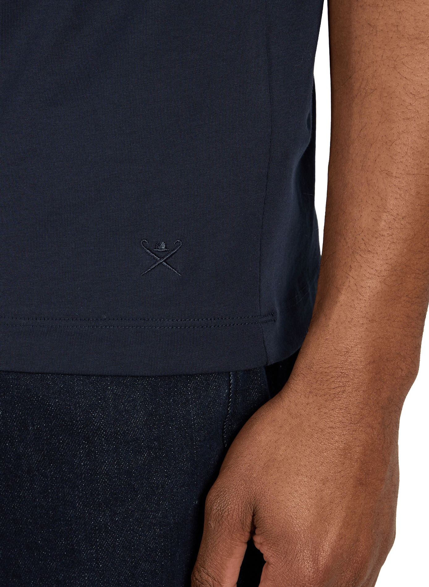 T-shirt uni à col rond en coton HACKETT Bleu