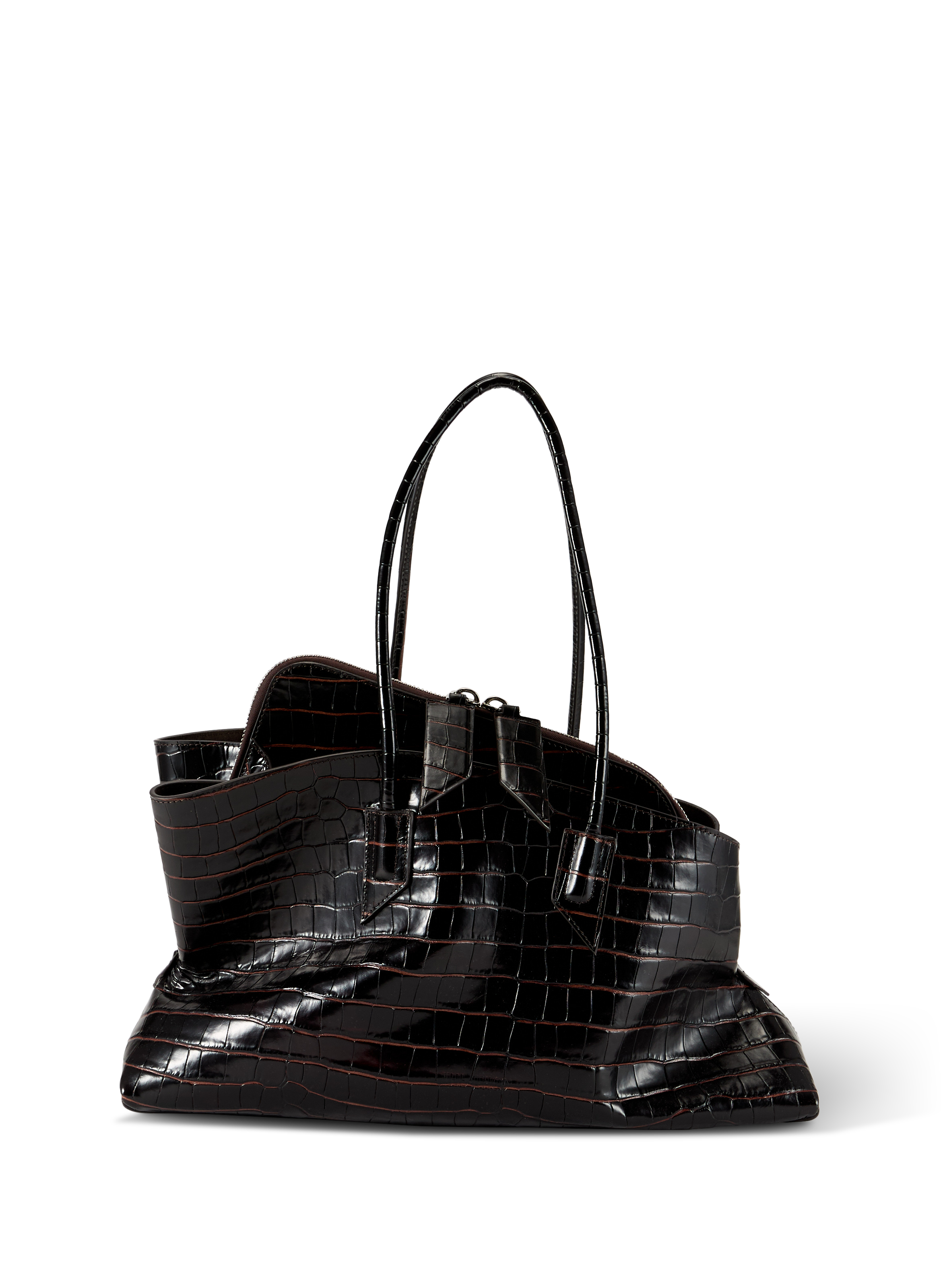 Textured calfskin leather handbag THE ATTICO Brown