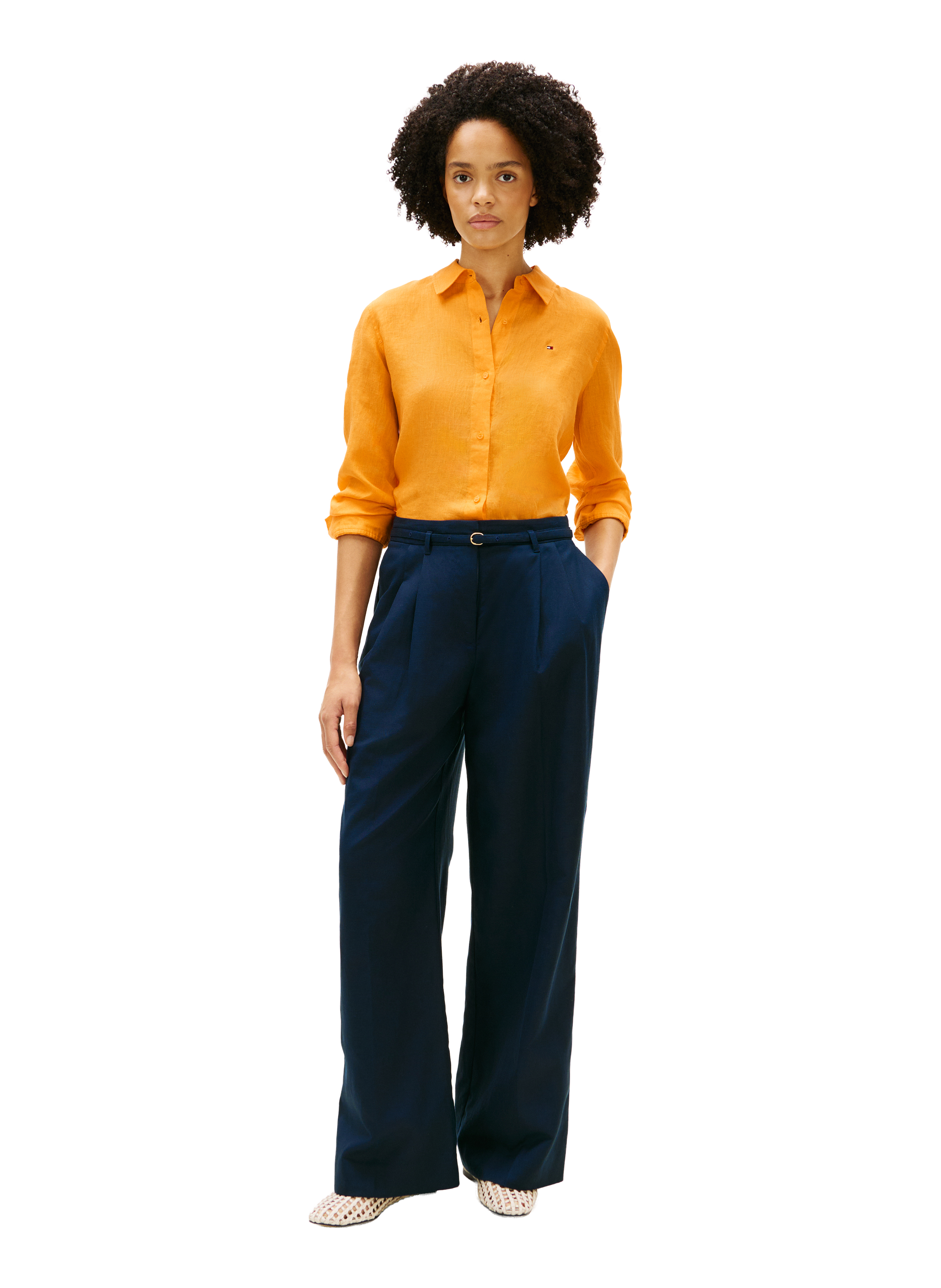 Linen shirt TOMMY HILFIGER Orange