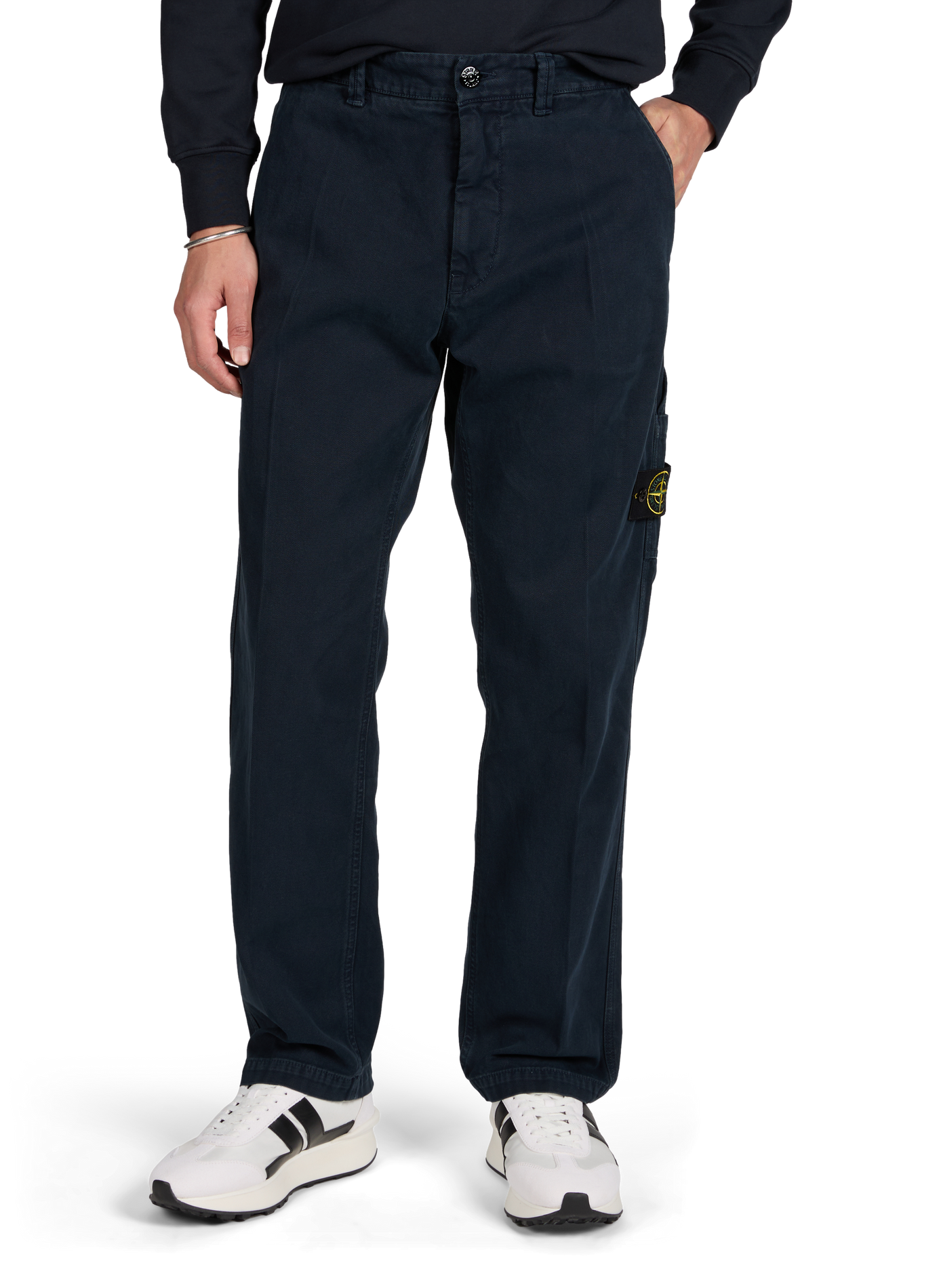 Cotton vintage effect pants STONE ISLAND Blue