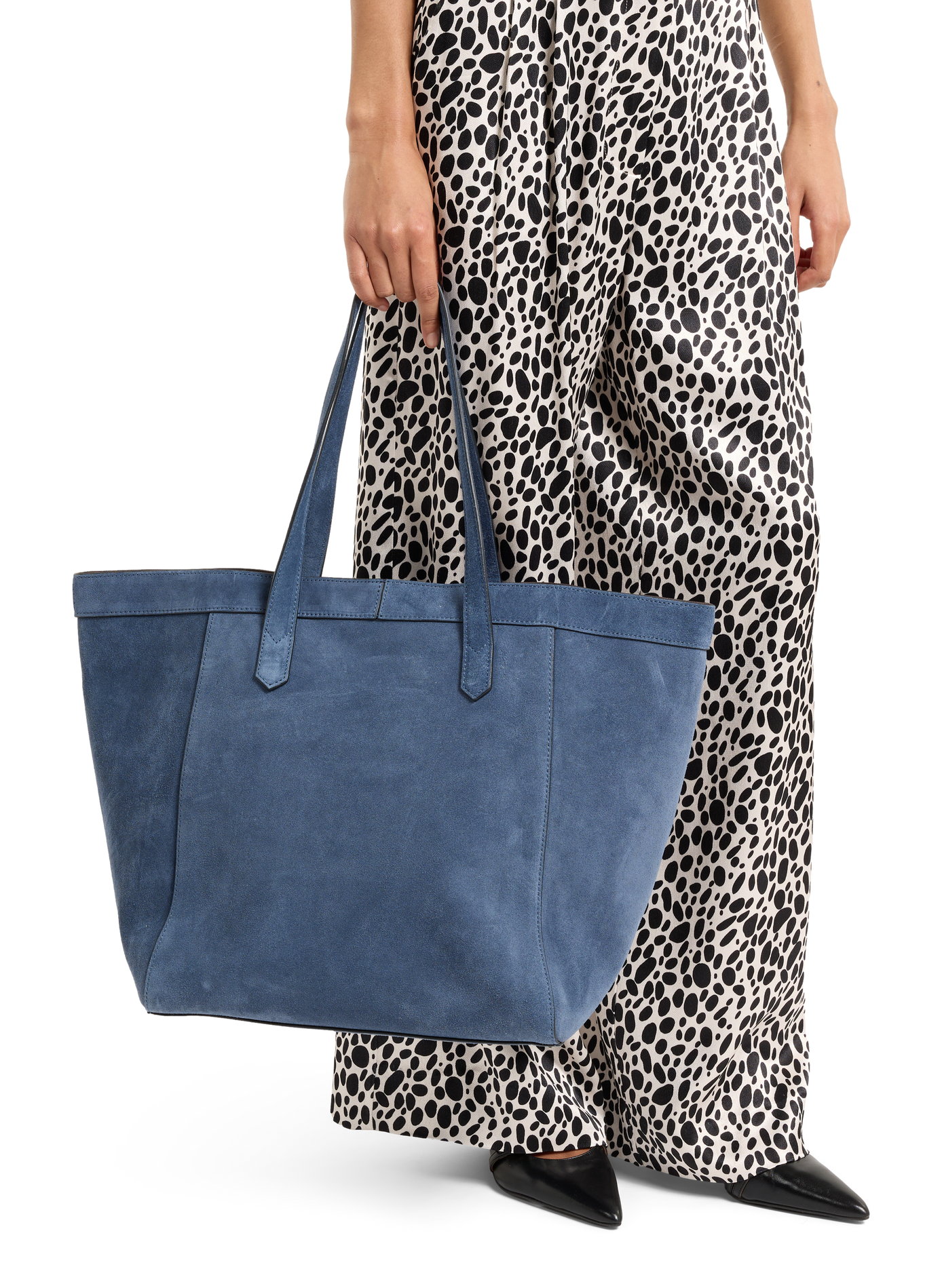 Sac cabas Enzo en cuir suédé SAISON 1865 Bleu