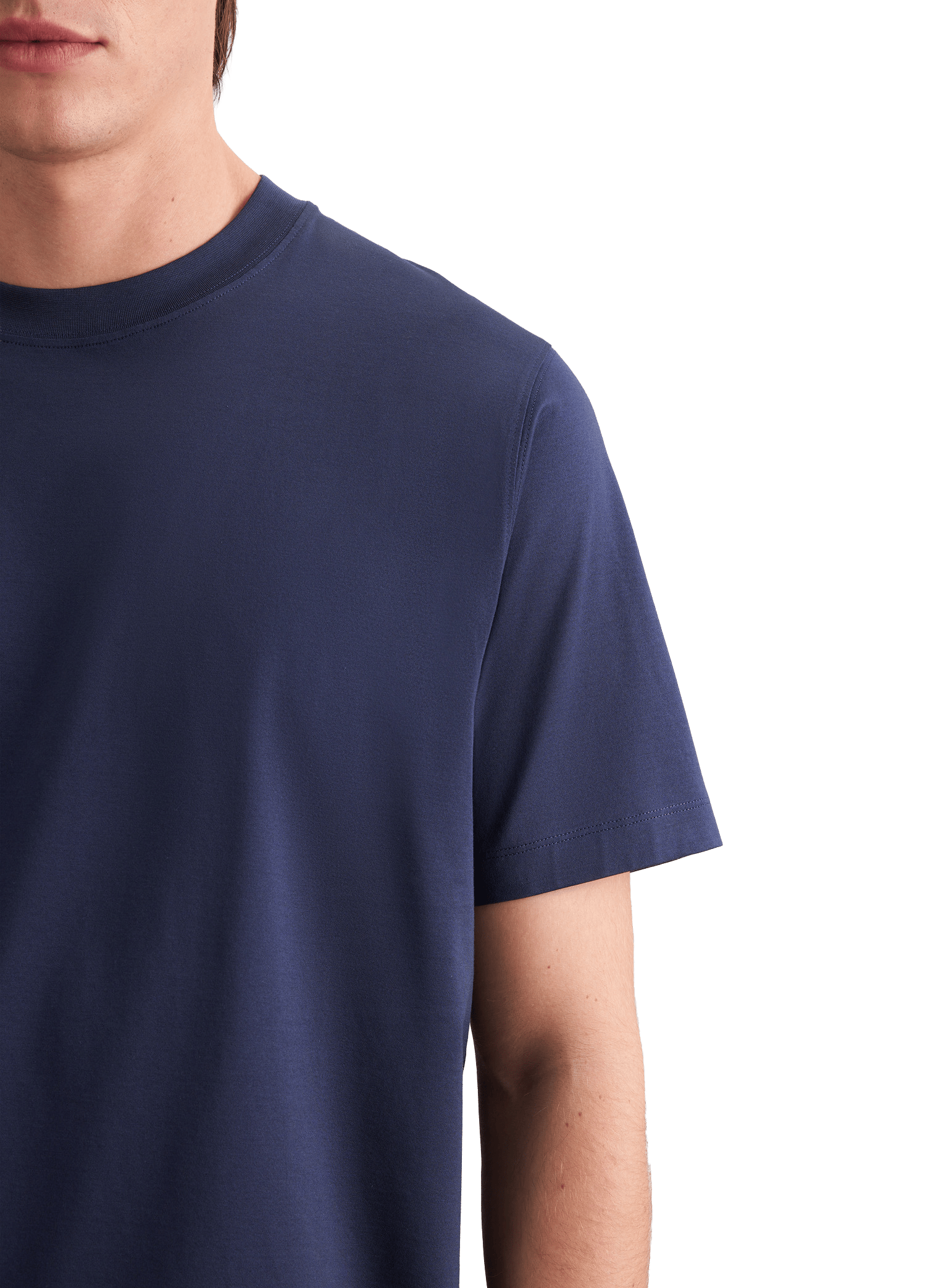 T-shirt uni à col rond en coton mélangé SEIDENSTICKER Bleu