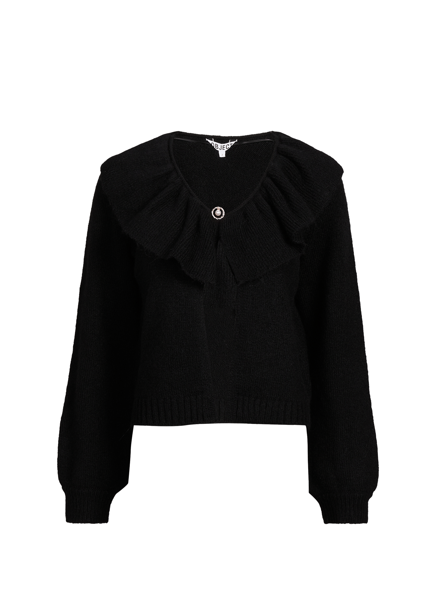 Ruffled collar cardigan OBJECT Black