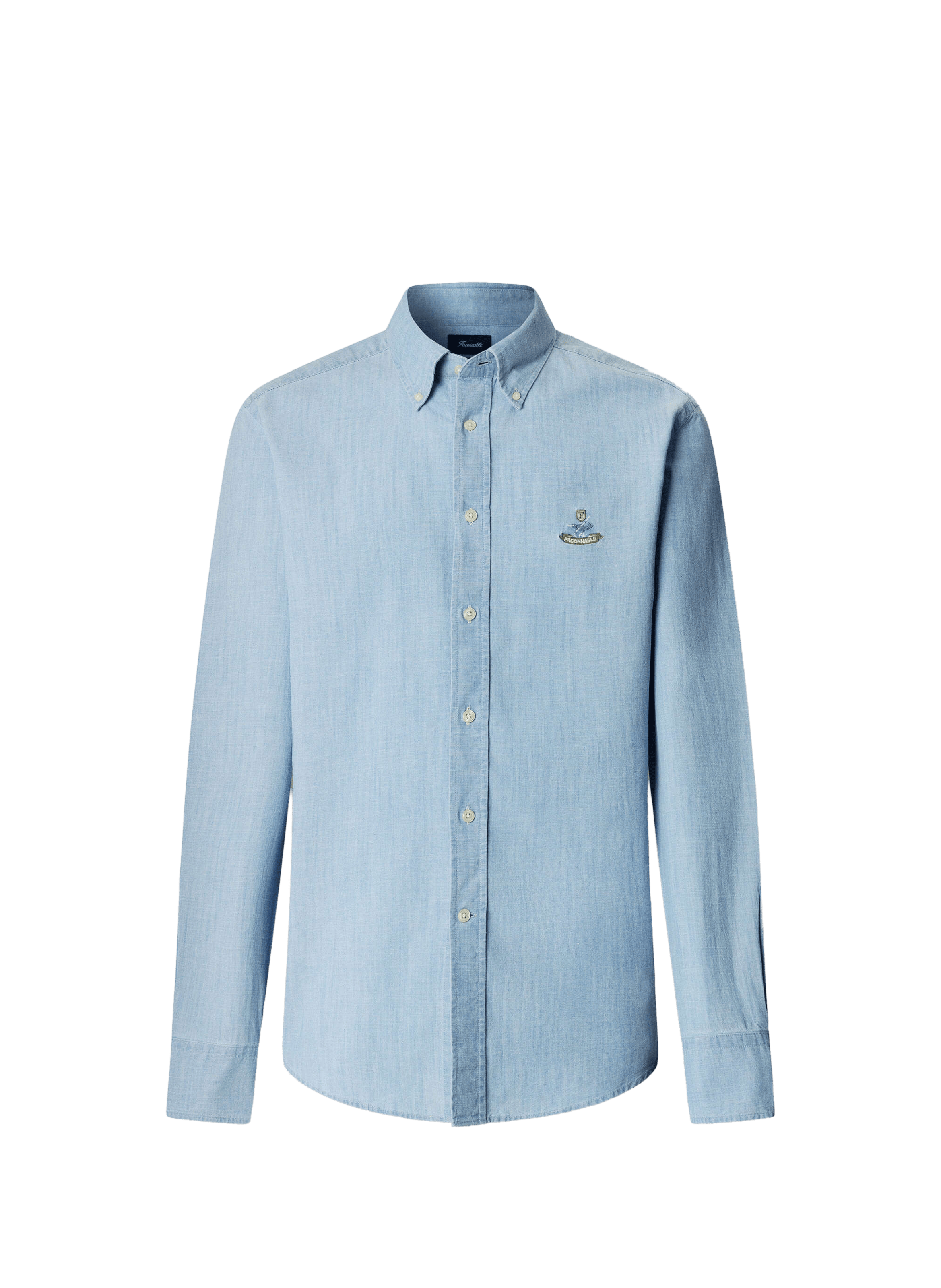 Cotton denim American collar shirt FACONNABLE Blue