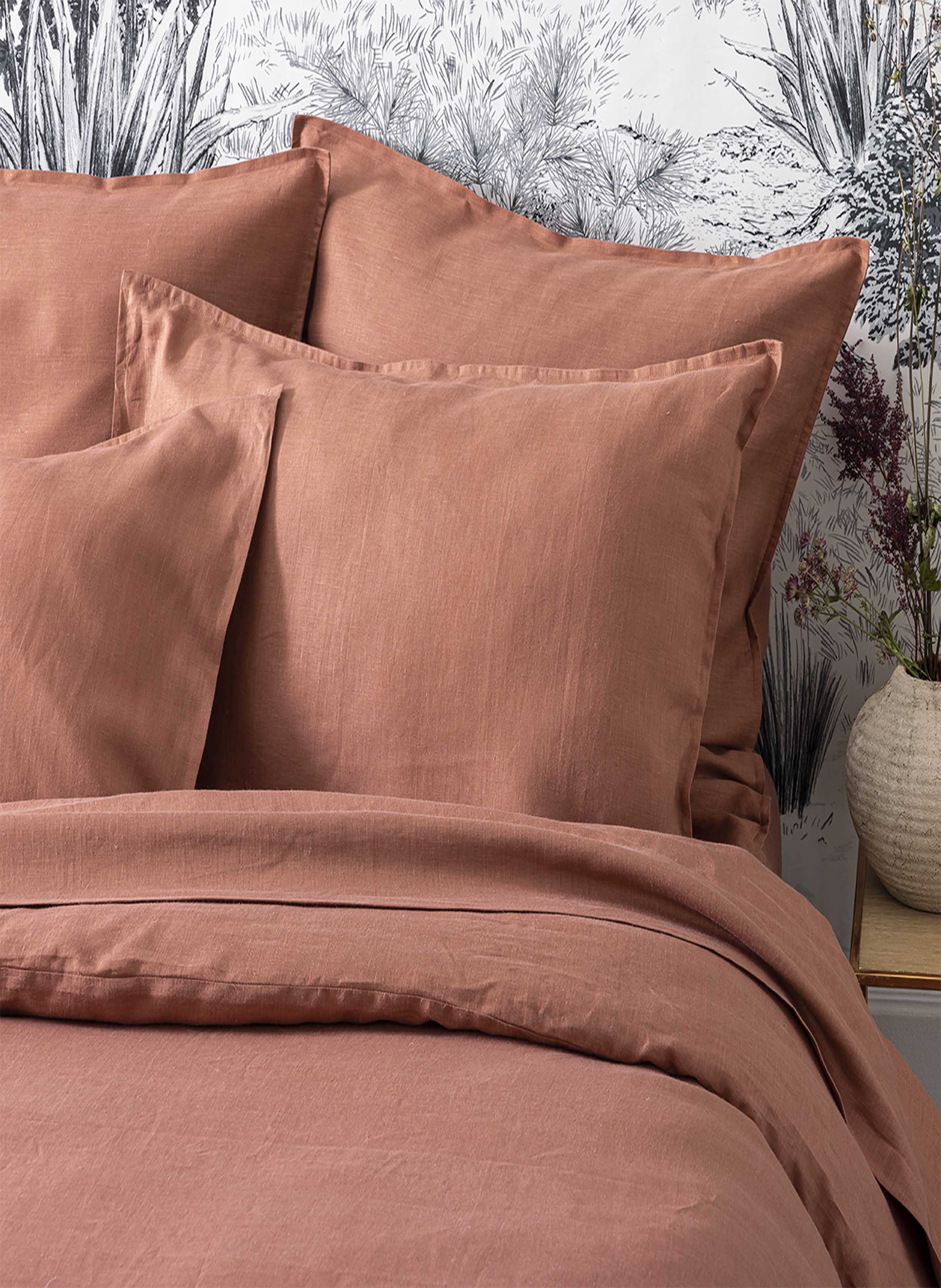 Housse de couette unie en lin lavé, nouvelle vague ALEXANDRE TURPAULT Rouge