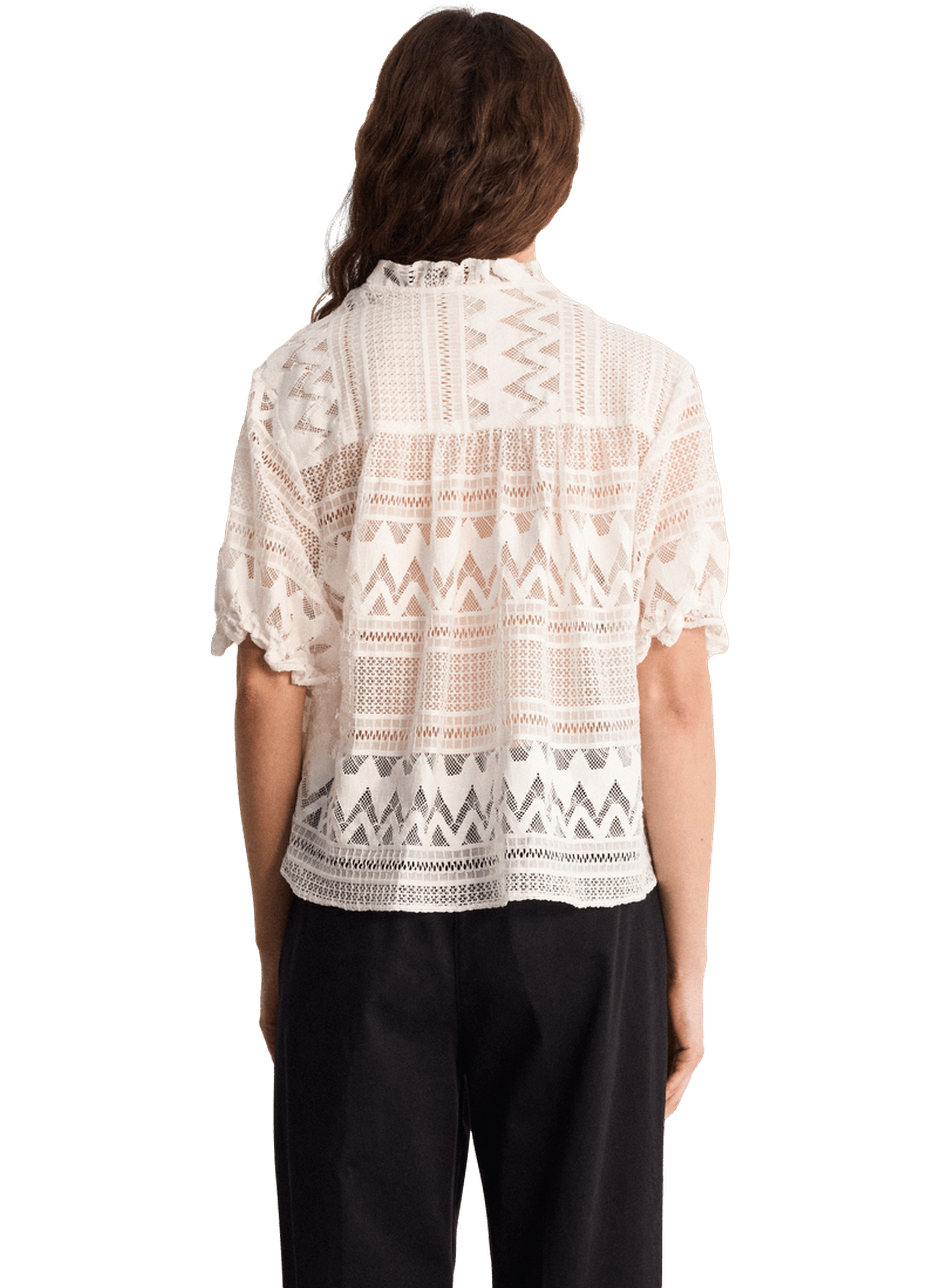 Chemise en dentelle à manches courtes - camie PABLO Blanc