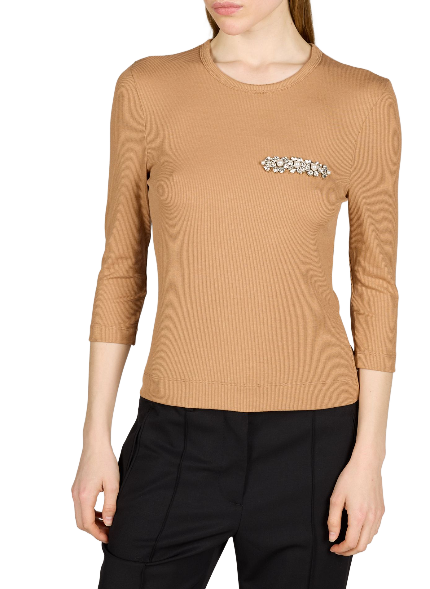 T-shirt ajusté col rond SIMONE ROCHA Beige