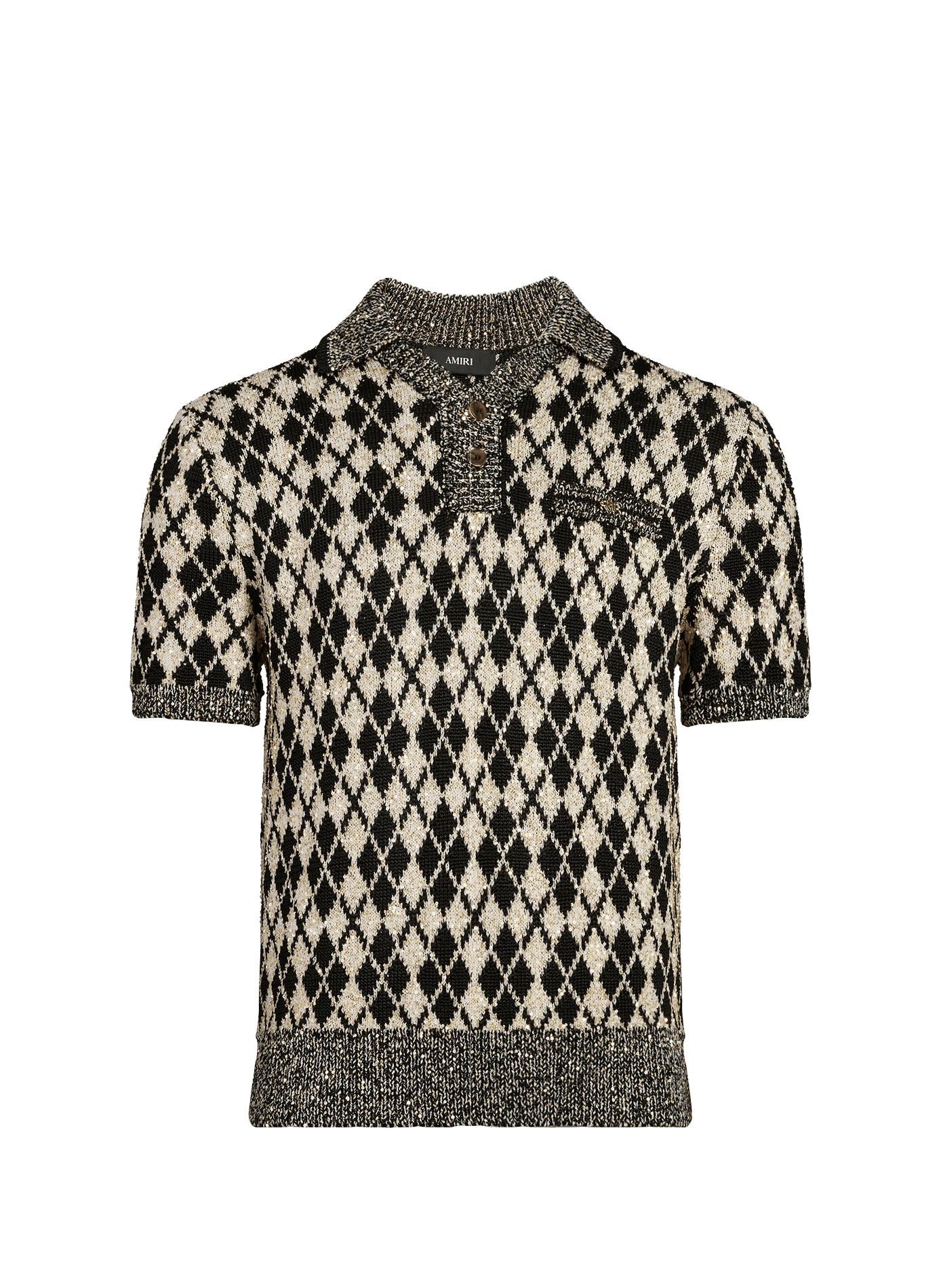 Short-sleeved sequin polo AMIRI Black