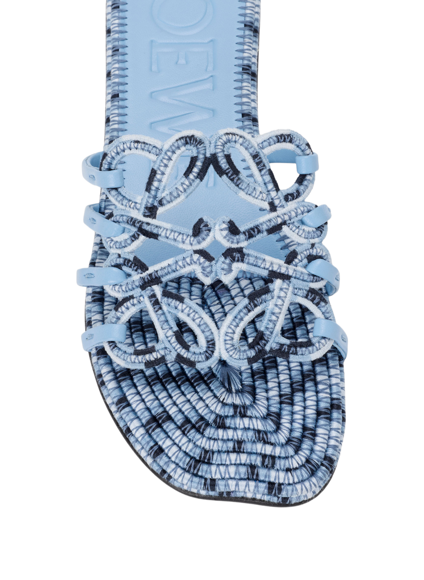 Mules Petal Anagram en toile brodée LOEWE Bleu