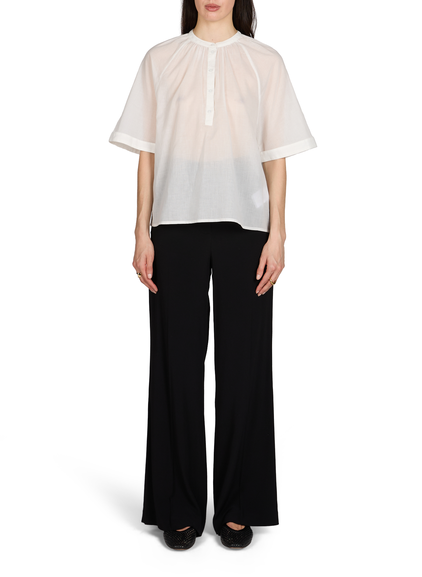 Top Noria à col officier en coton OFFICINE GENERALE Beige