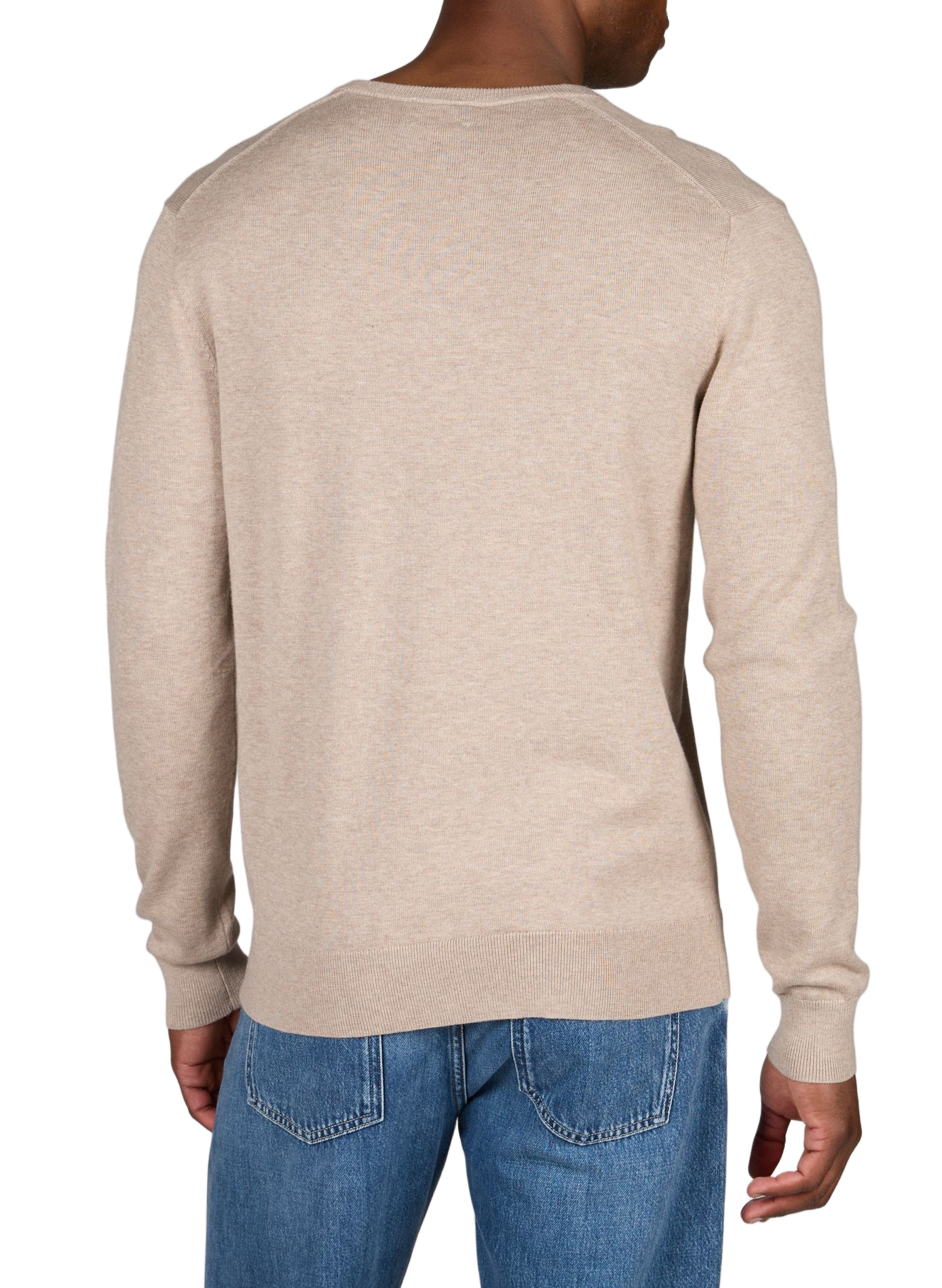 Pull col V en coton HACKETT Beige
