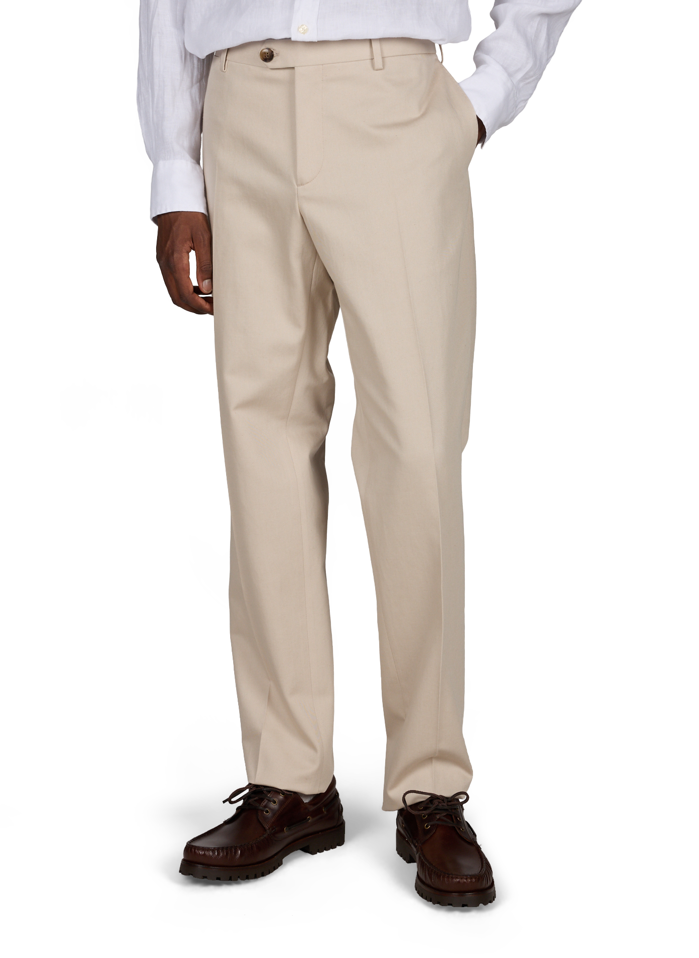 Straight cotton and linen trousers FACONNABLE Beige