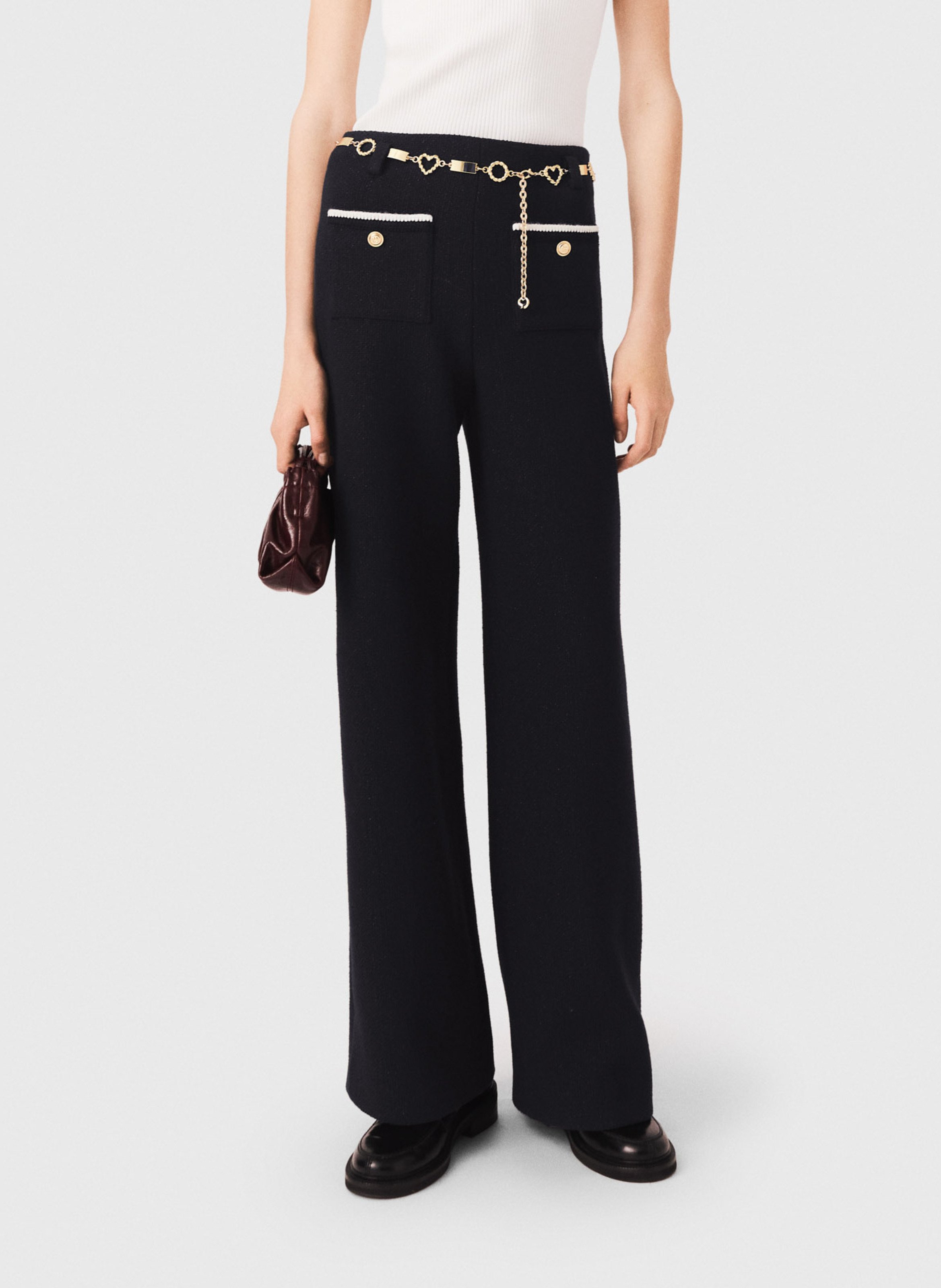Pantalon taille haute large MAJE Noir