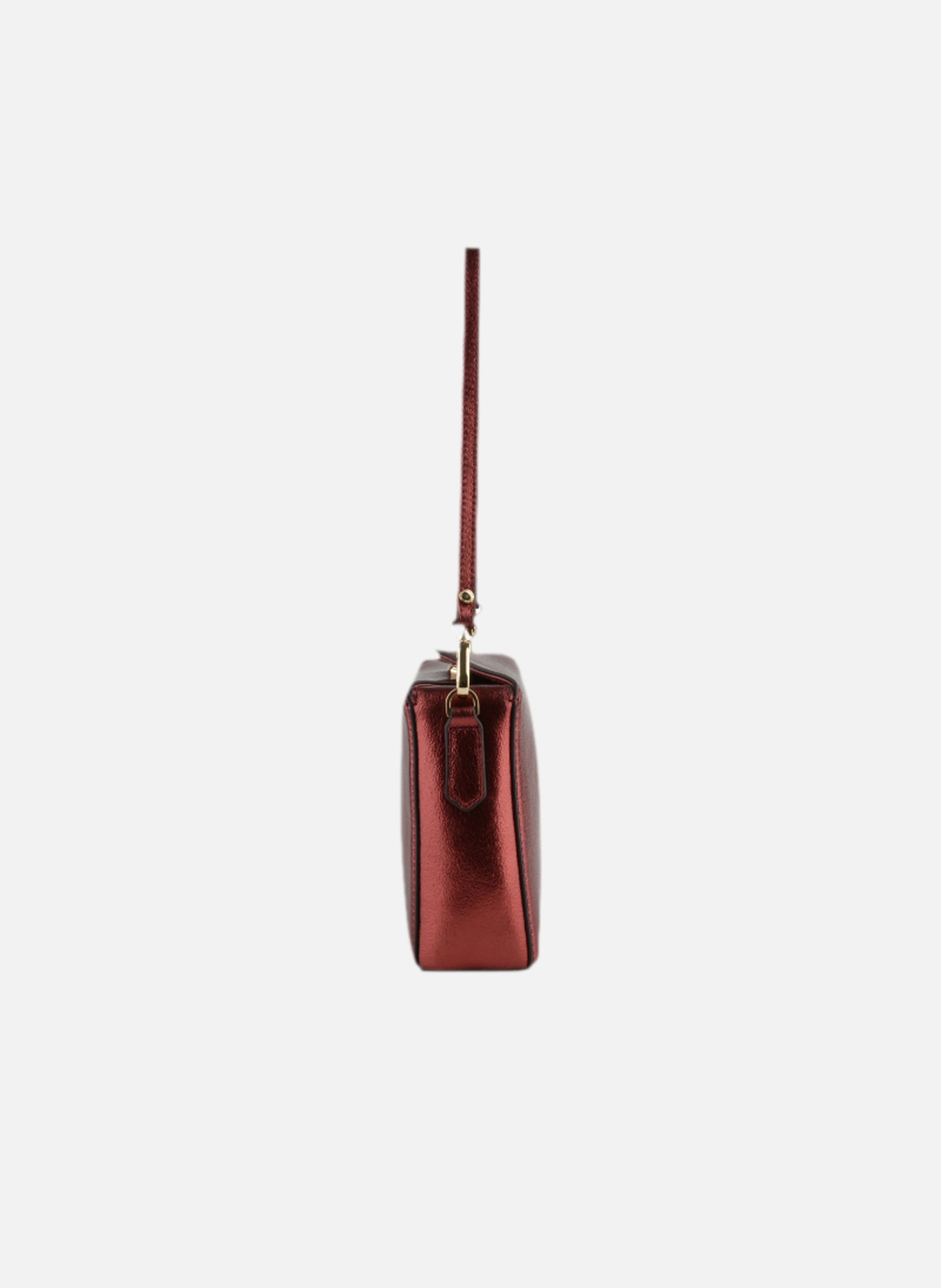 Cassetta metallic | sac porté crossbody en cuir de vachette POURCHET Rouge