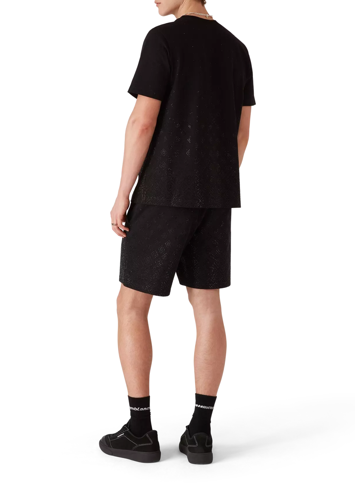 Shiny Monogram Short Crystal in Cotton CASABLANCA PARIS Black