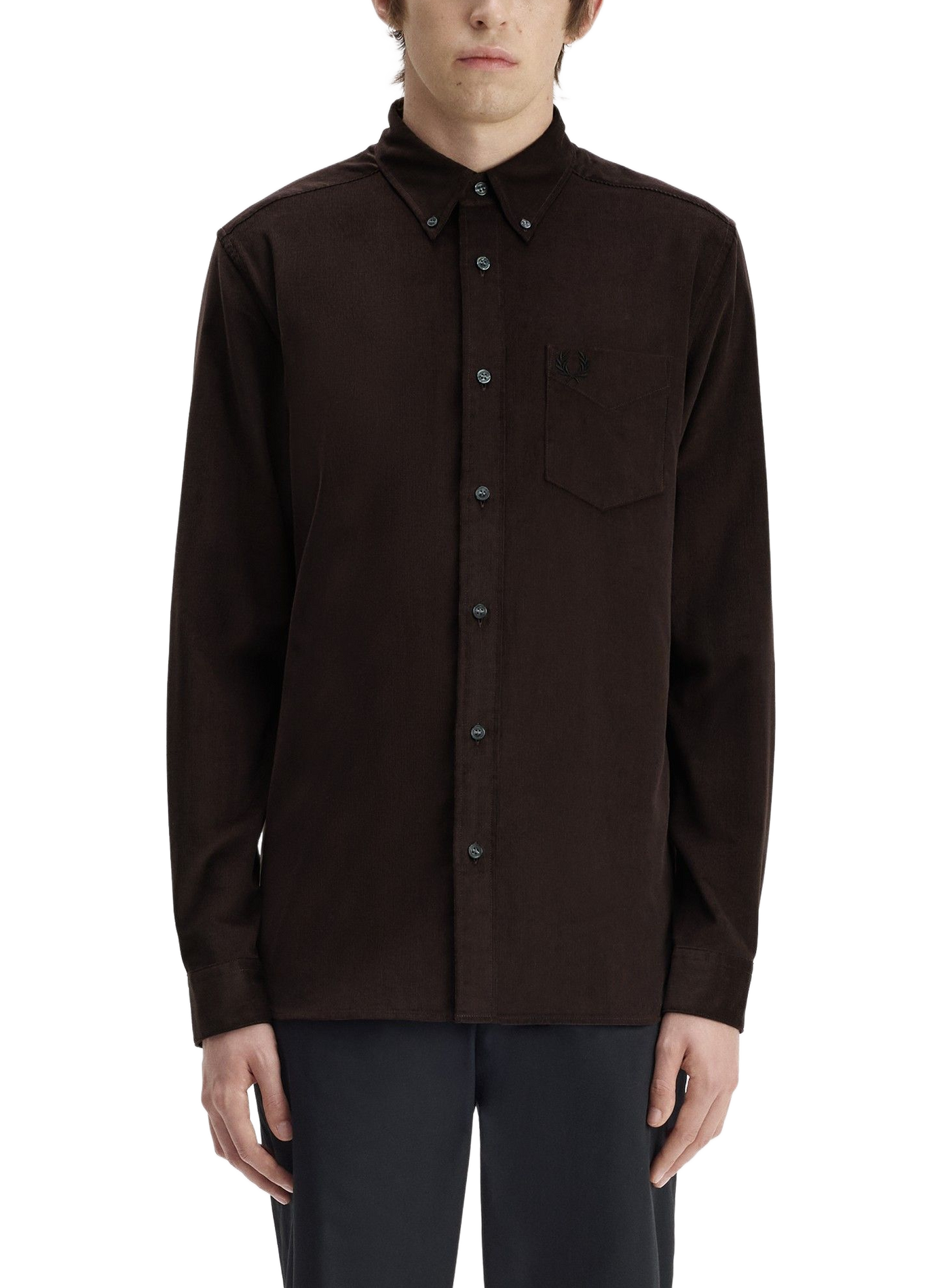 Chemise col classique en coton FRED PERRY Marron
