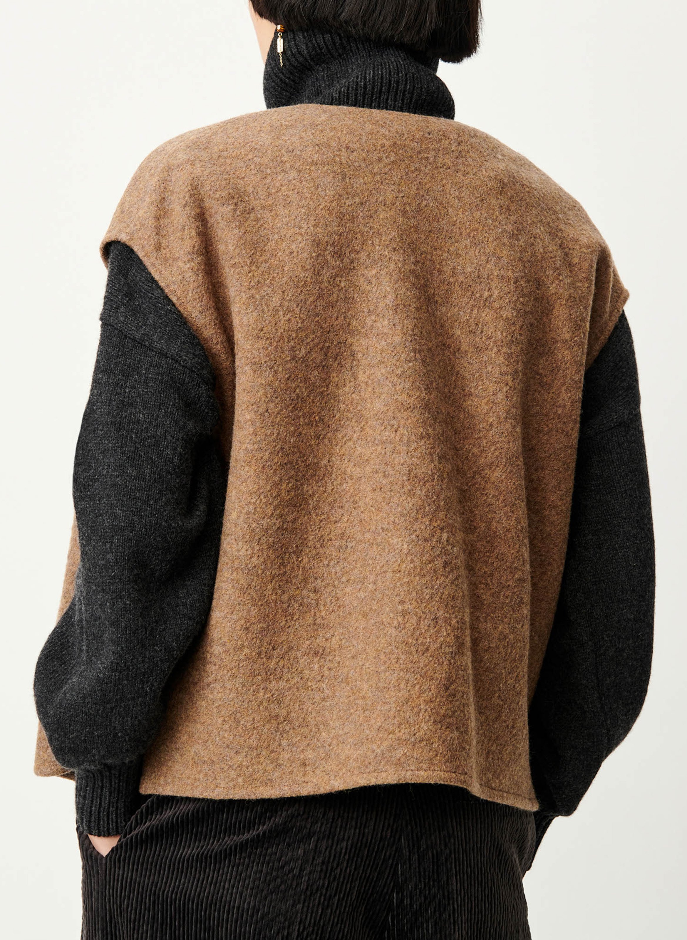 Veste droite col rond en laine hanzo SESSUN Beige