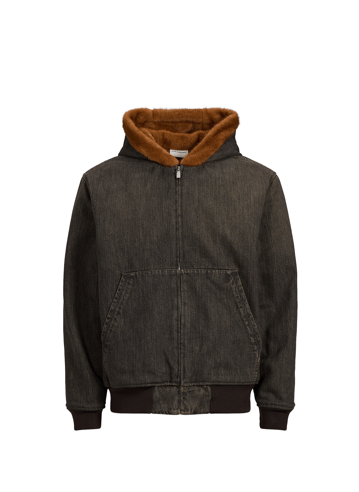 Blouson ample denim à capuche DROLE DE MONSIEUR Kaki