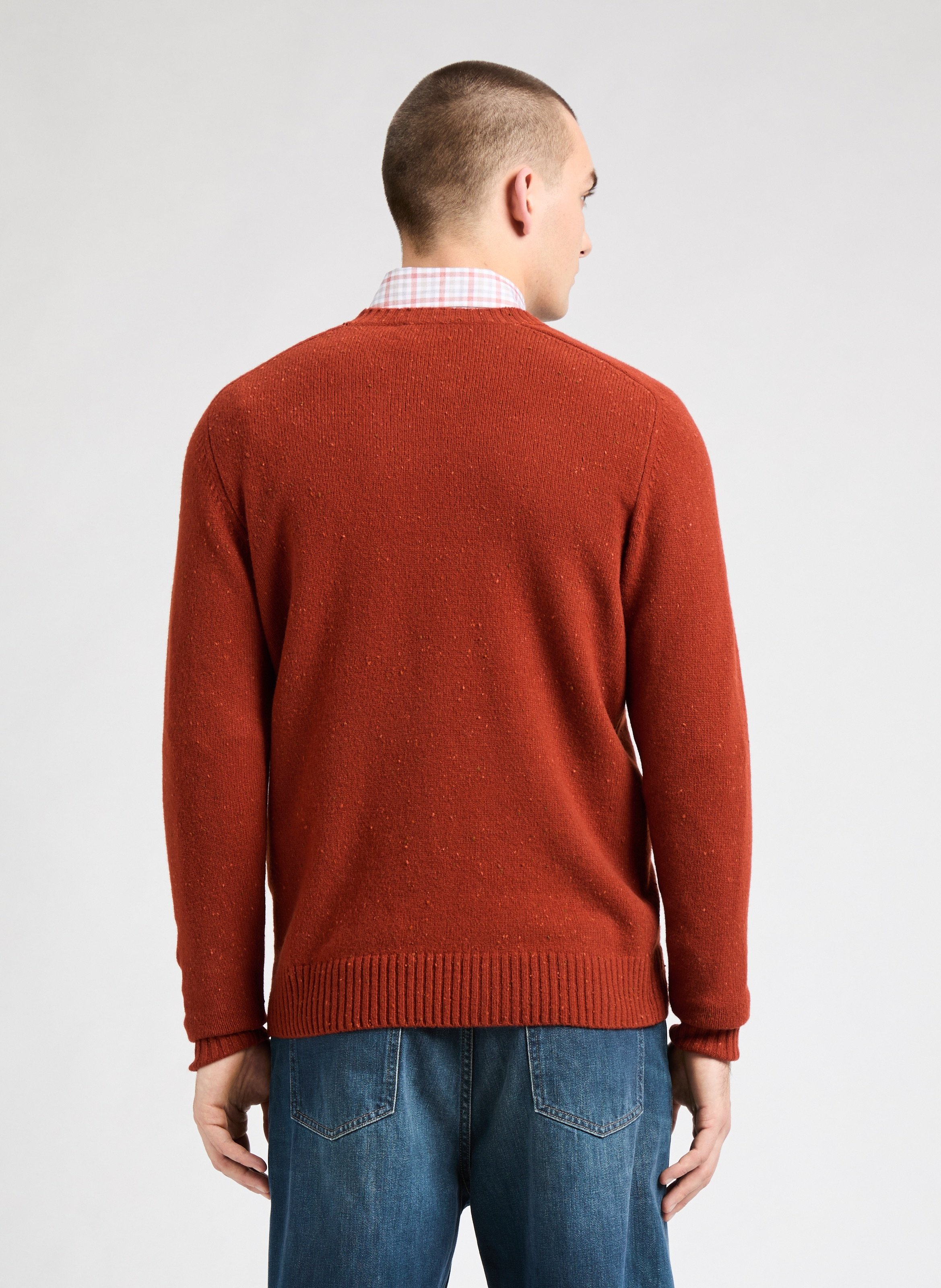 Pull en laine Donegal Crew HACKETT Rouge