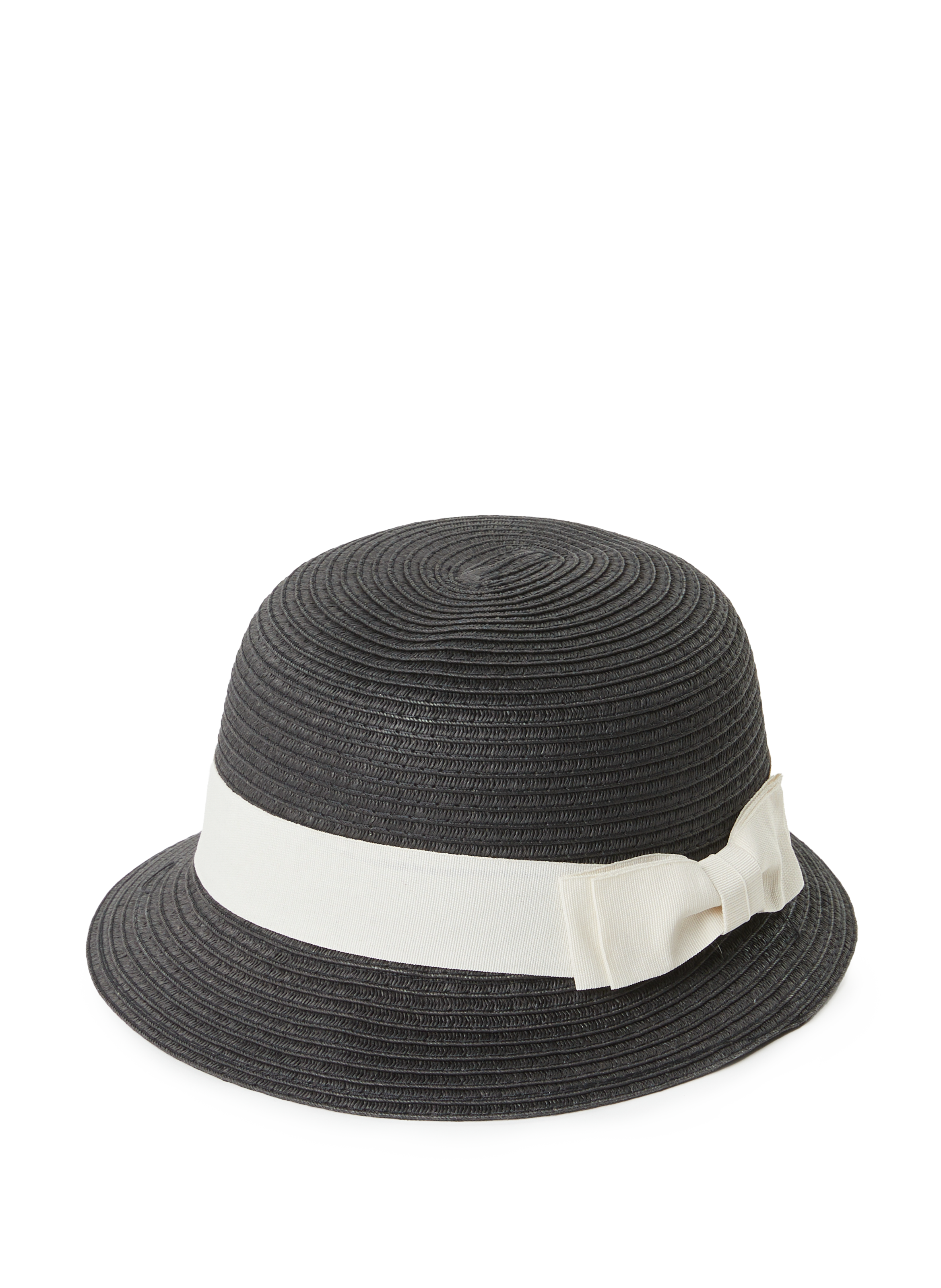 Chapeau paille avec noeud AU PRINTEMPS PARIS Noir