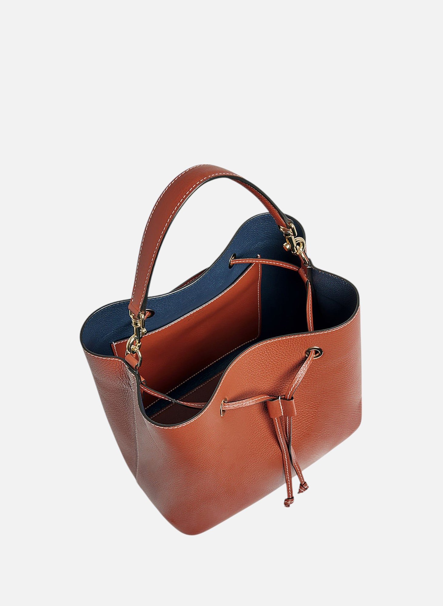 Grand sac seau louise en cuir grainé LE TANNEUR Marron