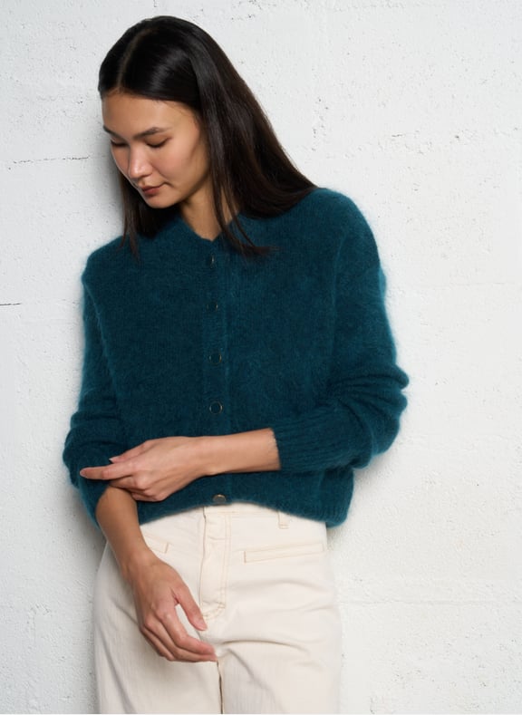 Gilet col rond lou Vert by MAISON 123 MAISON 123 Gilet col rond lou Vert