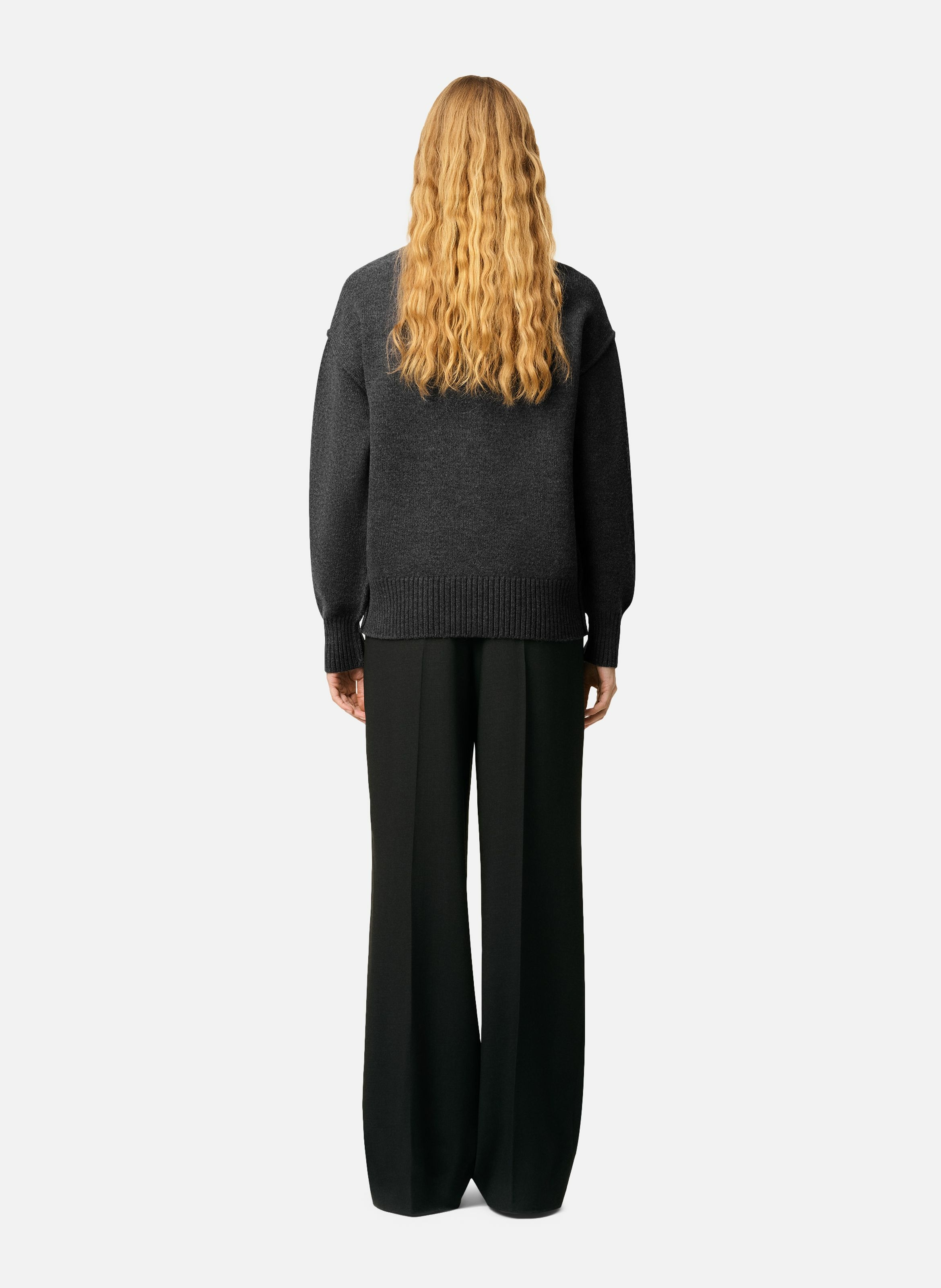 Pull Col Rond Ami De Coeur En Laine unisexe AMI PARIS Gris