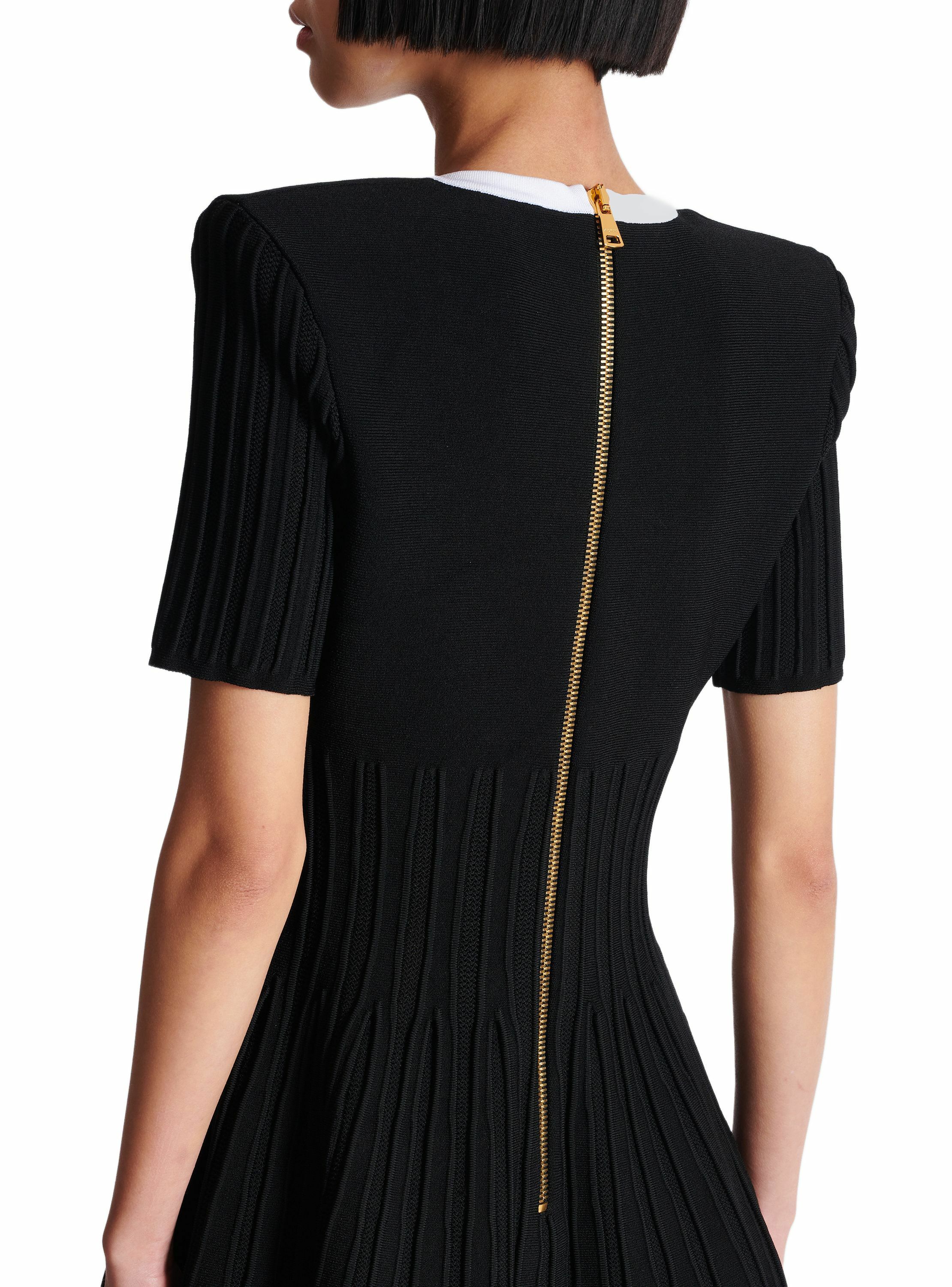 Robe bicolore évasée en maille BALMAIN Noir