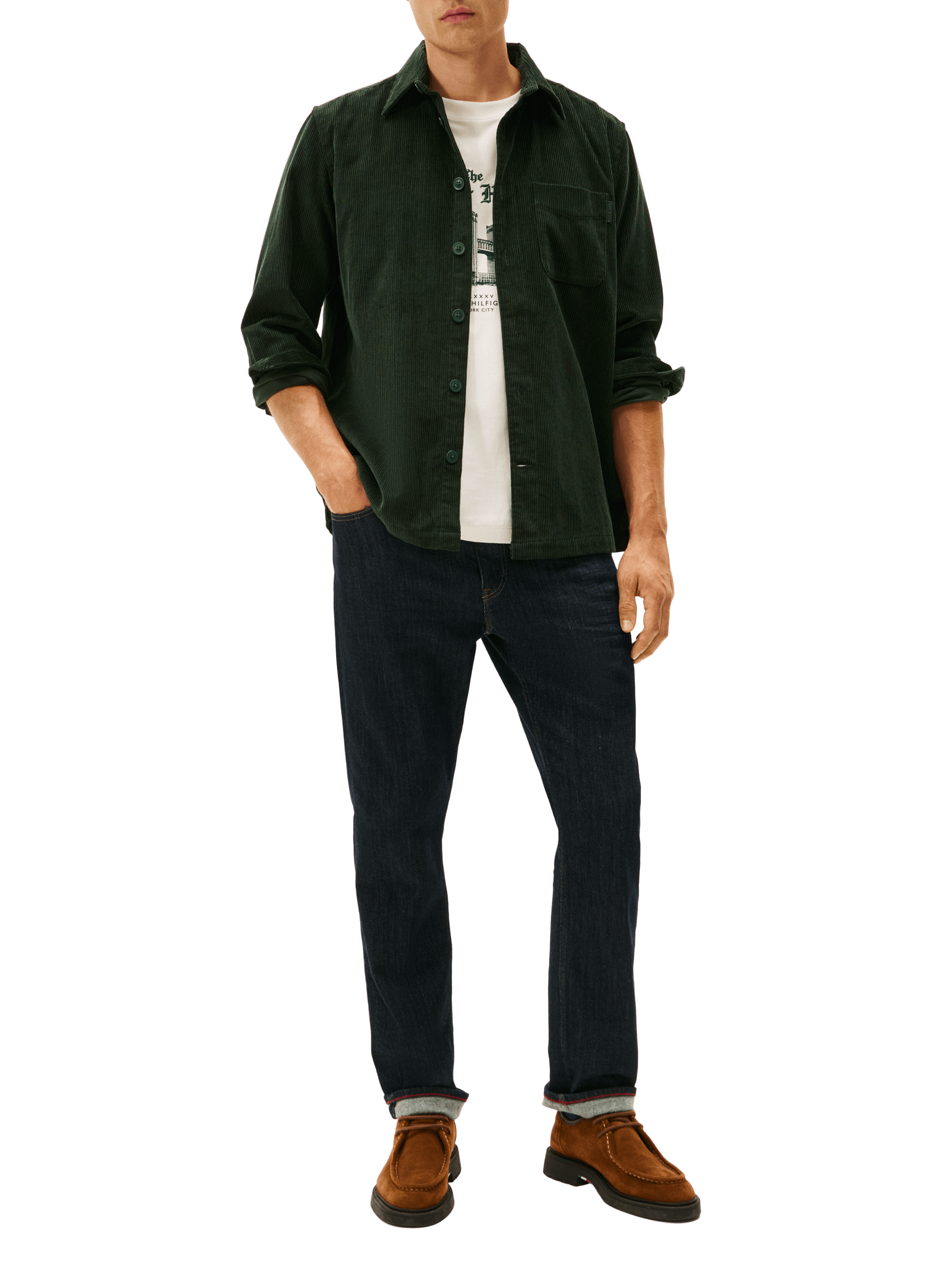 Chemise col classique manches contrastantes en coton TOMMY HILFIGER Green