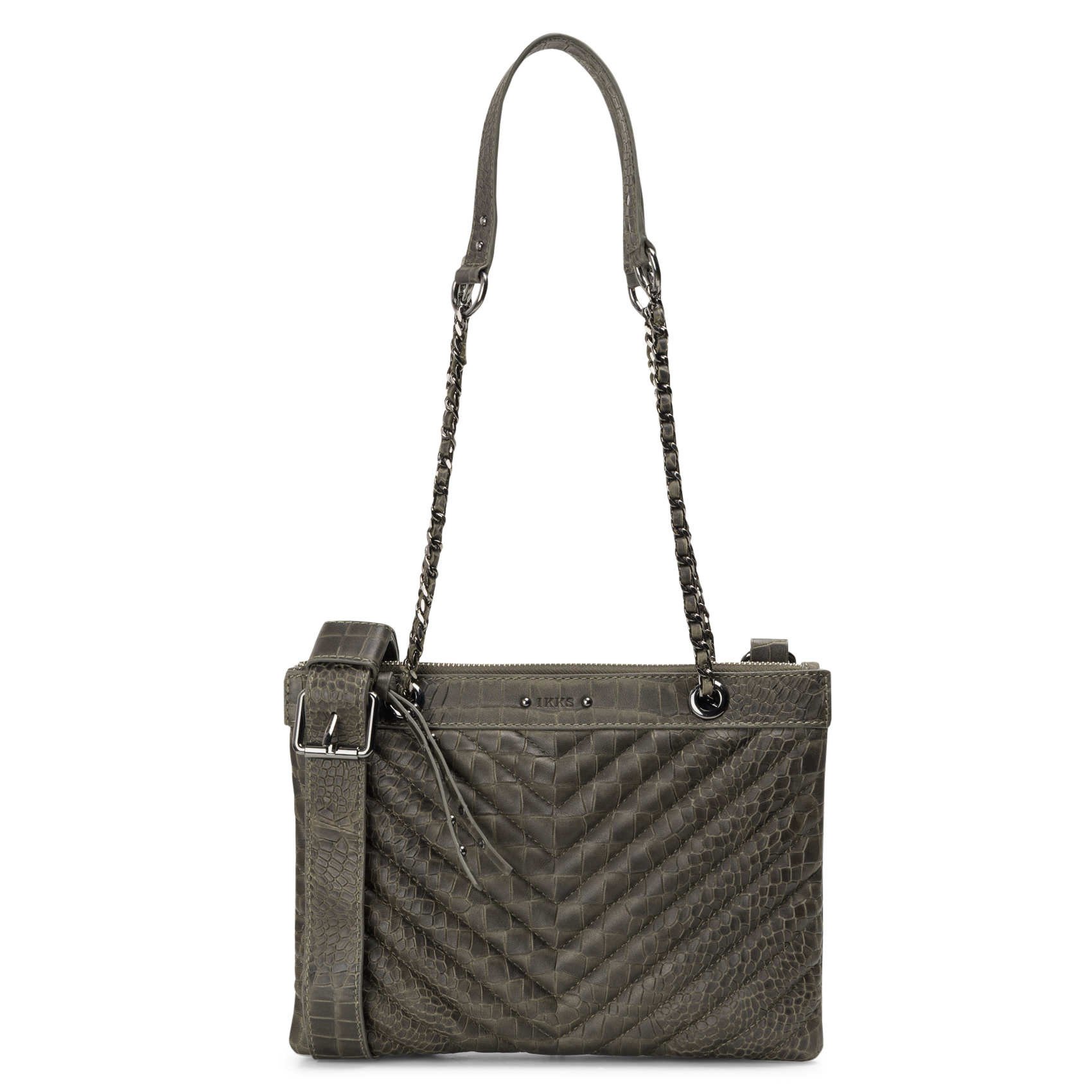 Sac bandoulière en cuir 1440 reporter IKKS Kaki