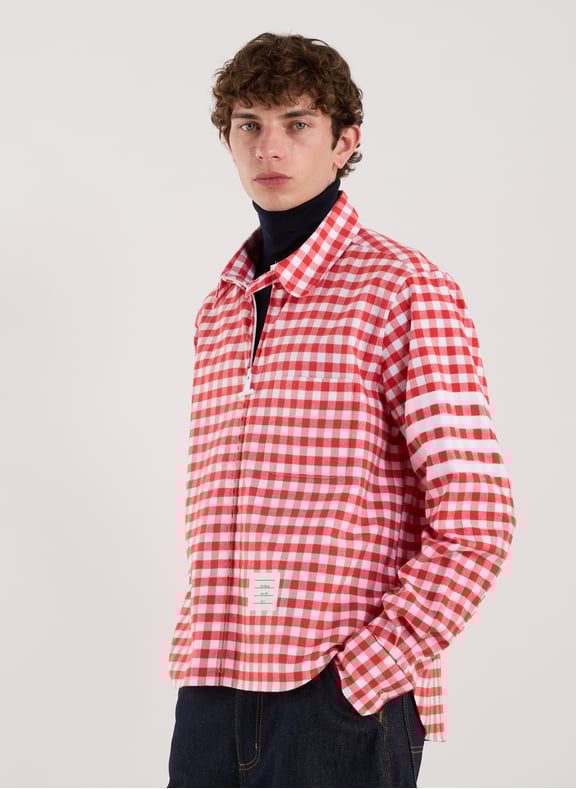 Straight checked cotton overshirt Red by THOM BROWNE THOM BROWNE Straight checked cotton overshirt Red