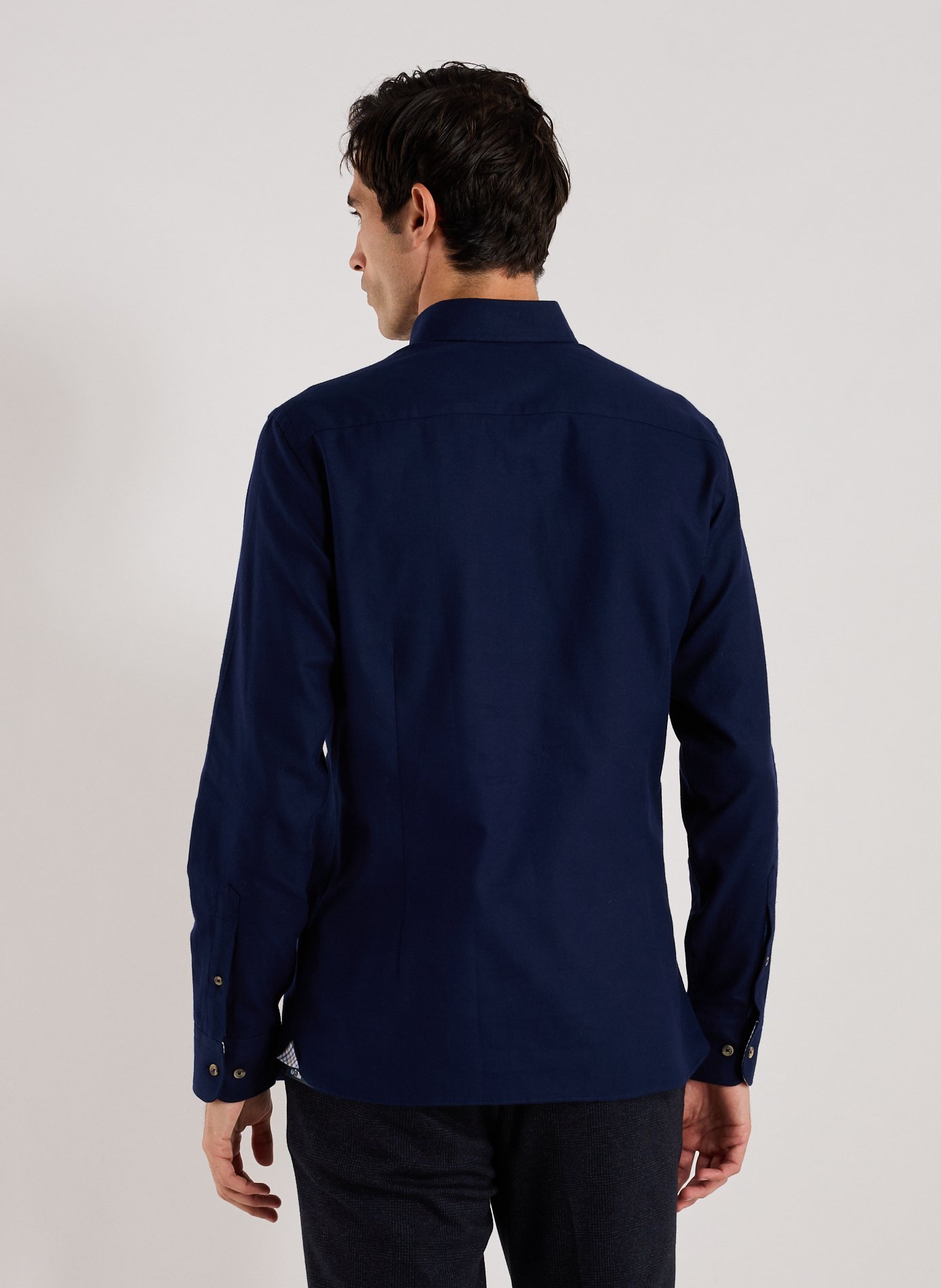 Solid cotton shirt with button-down collar HACKETT Blue