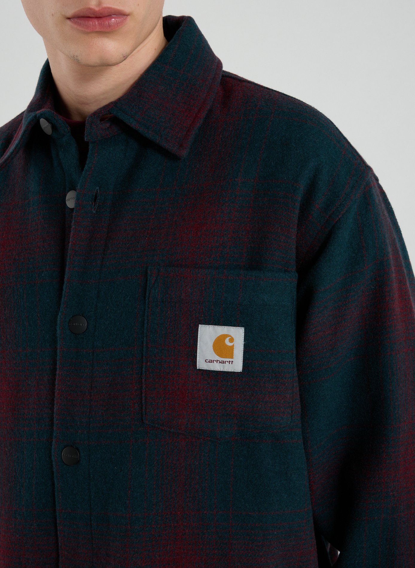 Shirt with classic collar in blended wool CARHARTT WIP Green