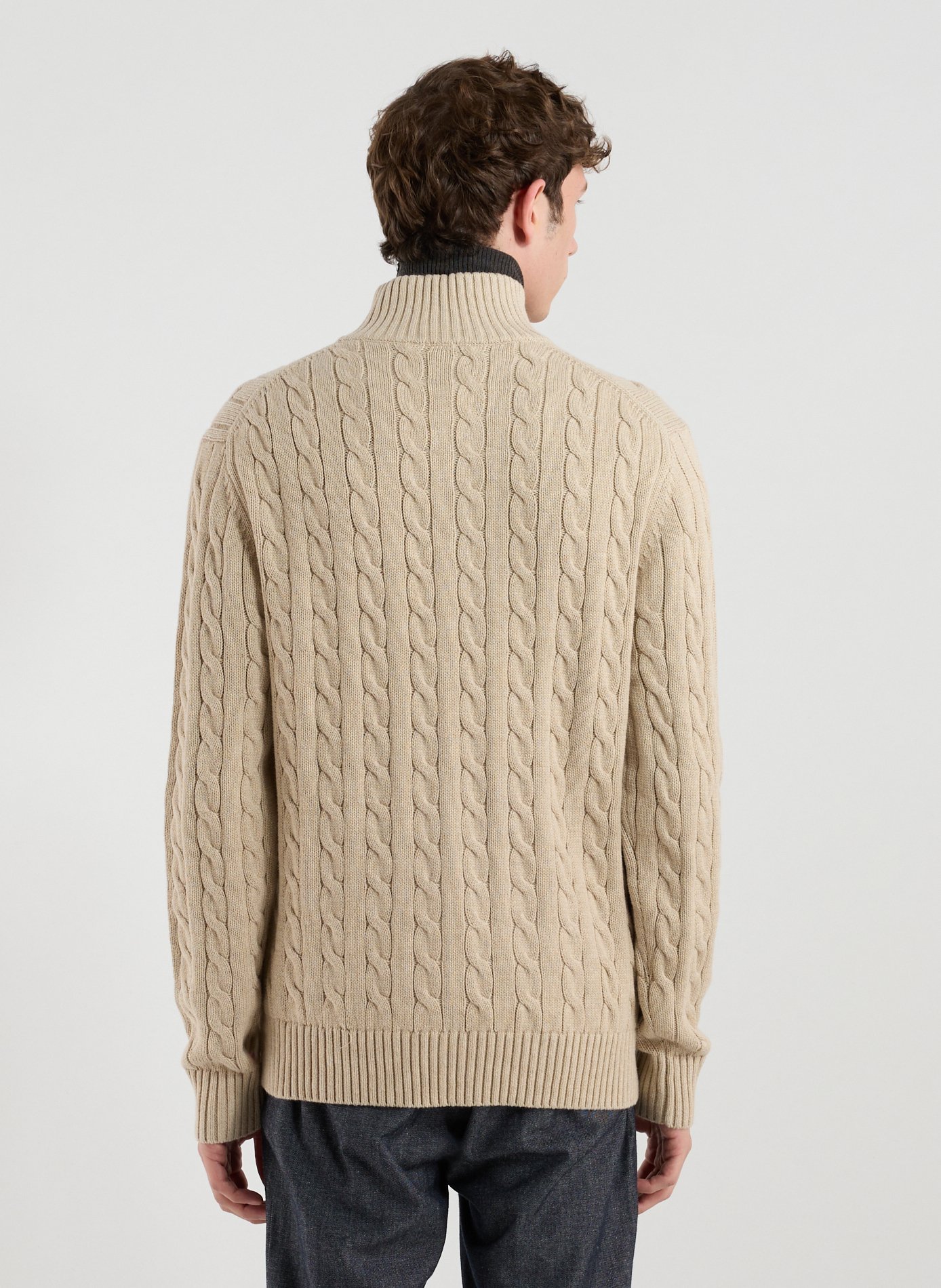 Pull à col zippé en coton EDEN PARK Beige