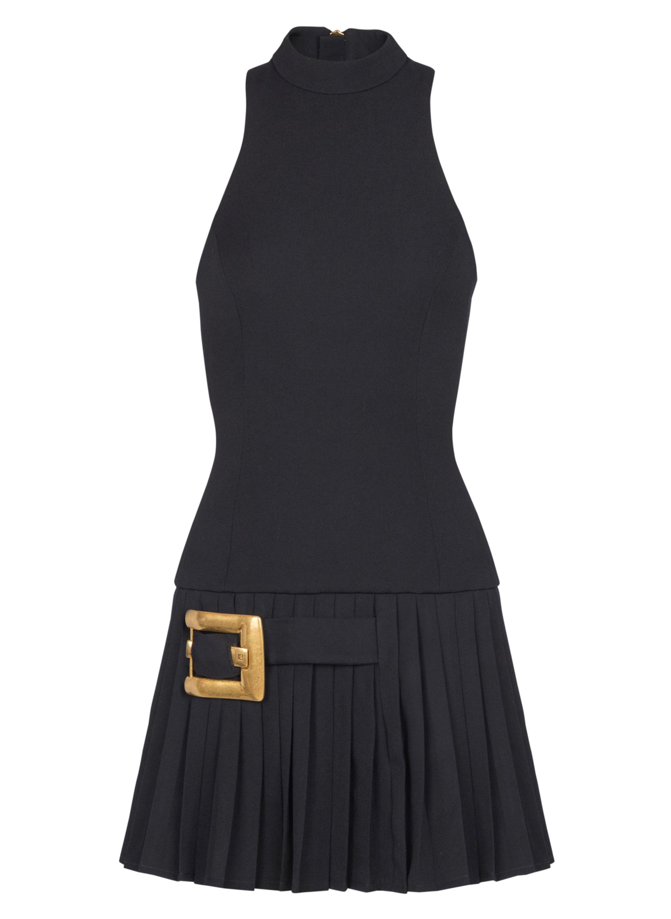 Robe évasée en grain de poudre avec détail ceinture BALMAIN Noir