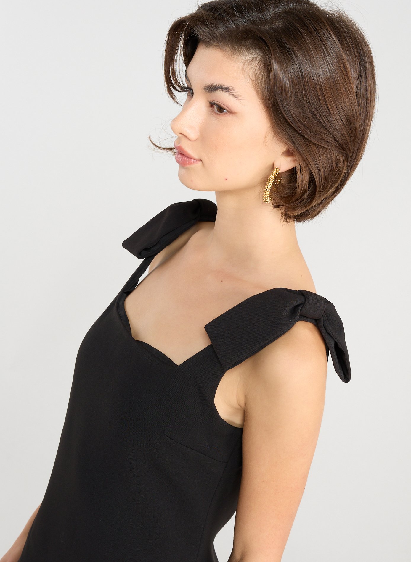 Square Neck Short Dress SELF PORTRAIT Black