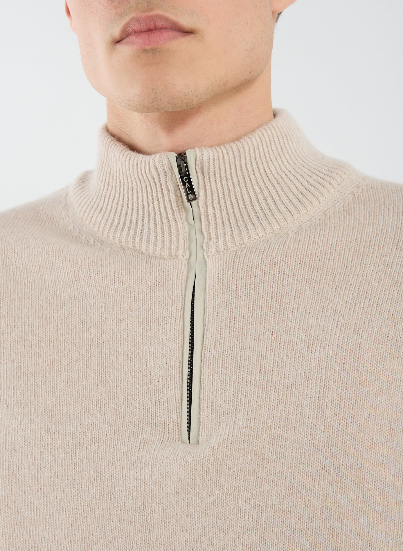 Wool blend zip-up sweater 1789 CALA Beige