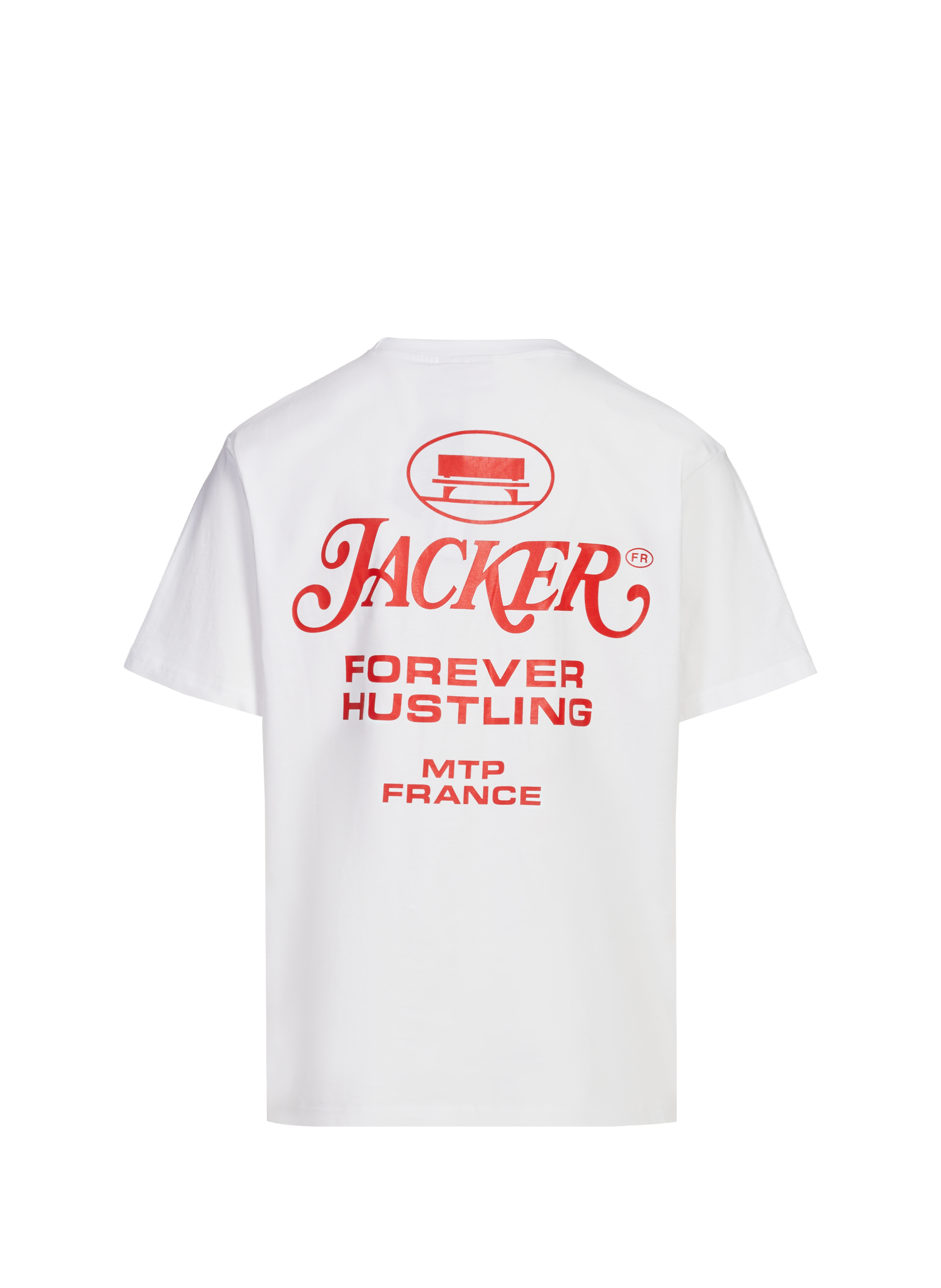 T-Shirt droit imprimé en coton JACKER. Blanc