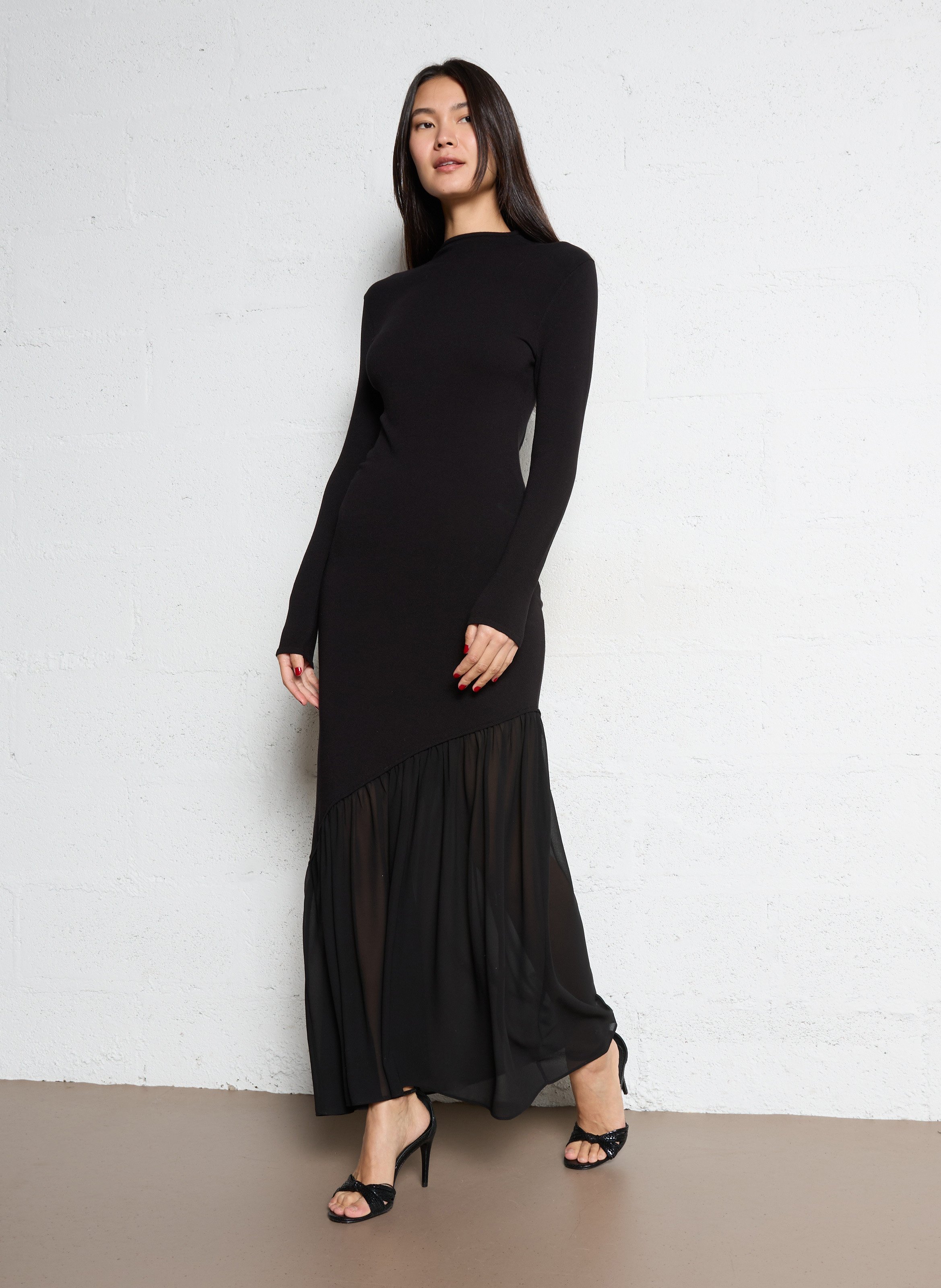 IKKS Robe longue bi-matière Noir