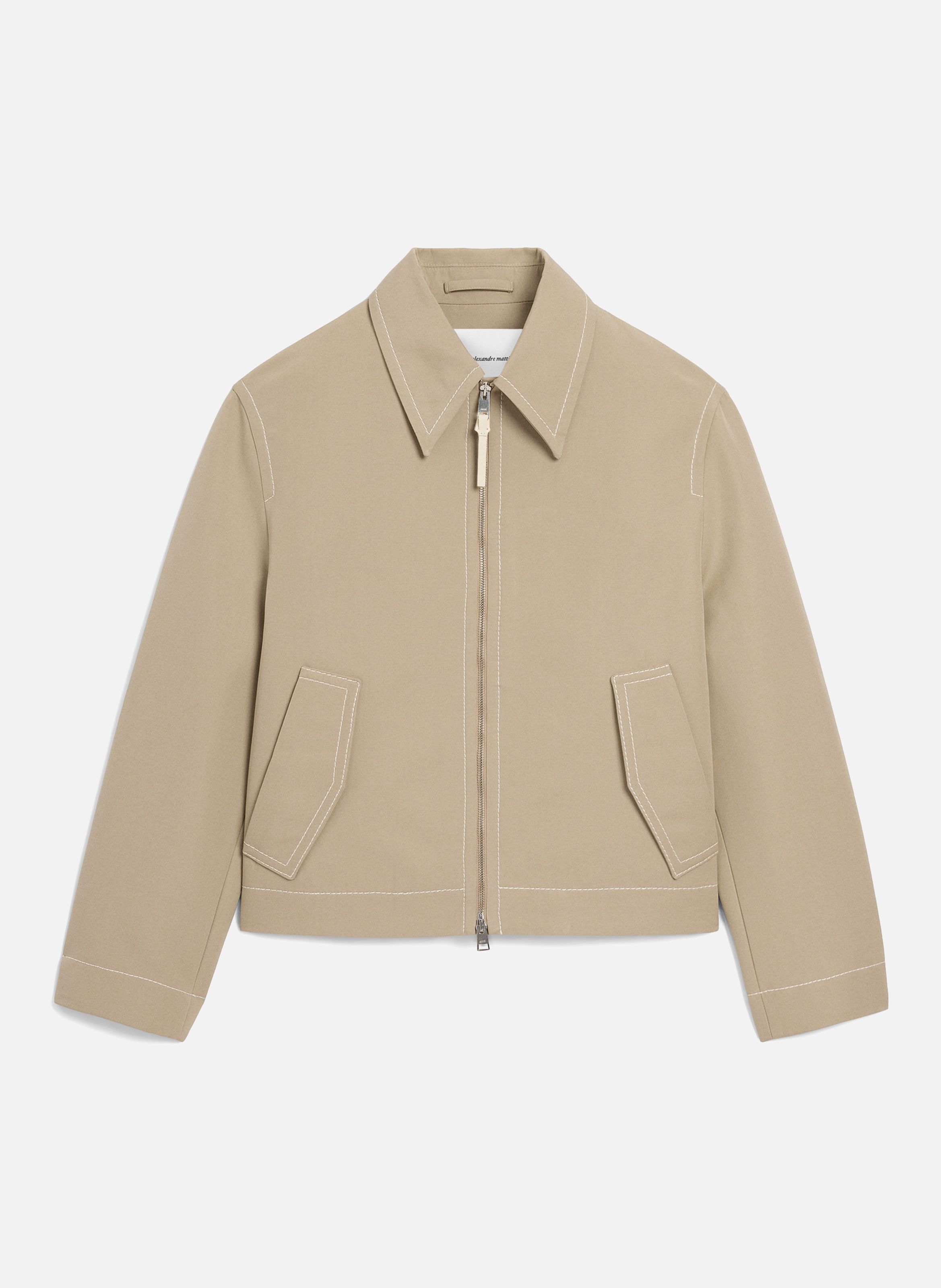 Veste zippée en coton AMI PARIS Beige