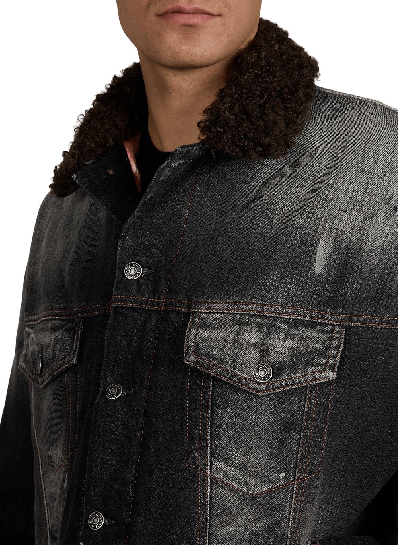 Veste en jean avec doublure ACNE STUDIOS Noir