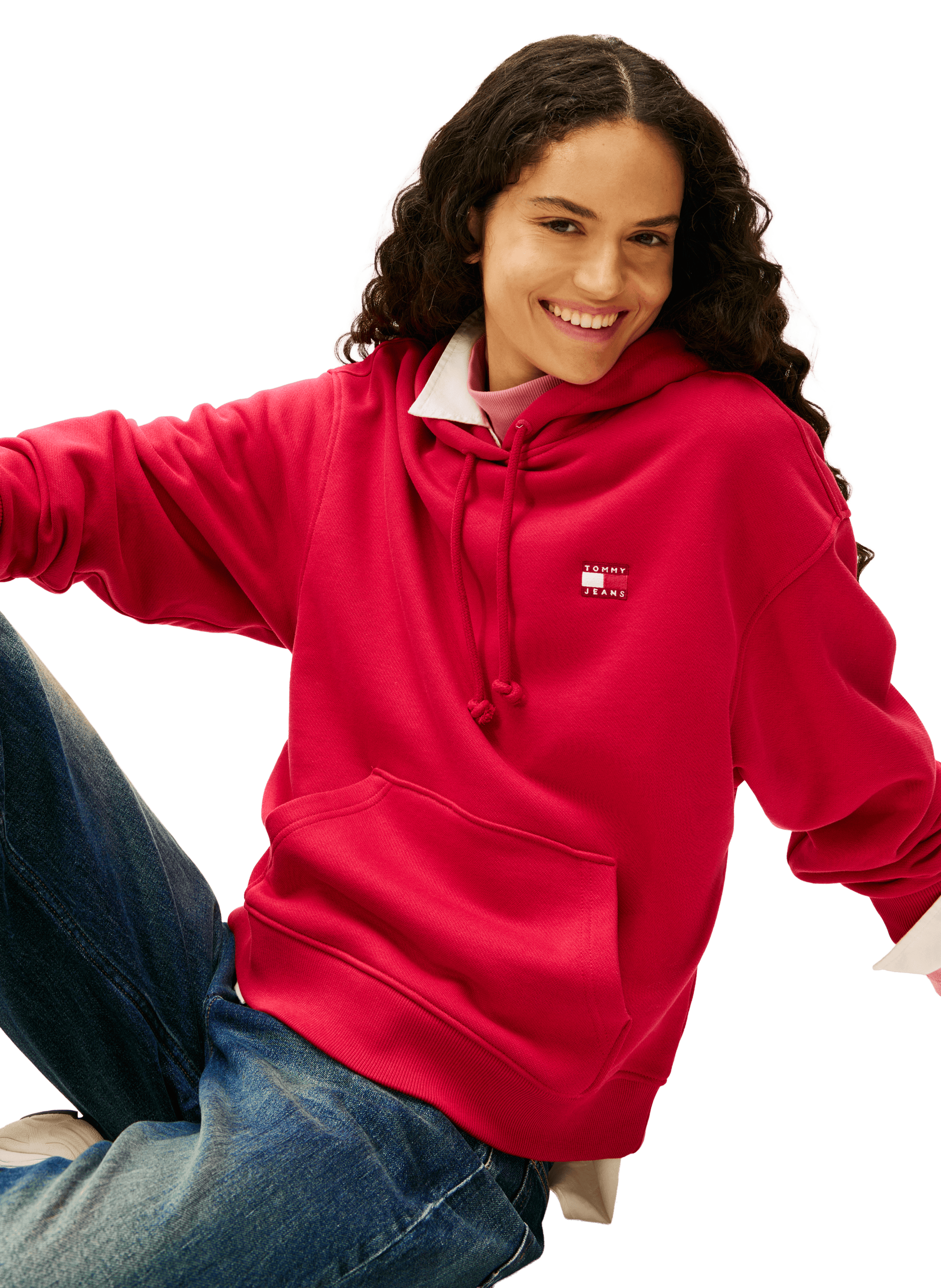 Hoodie en coton TOMMY HILFIGER Rouge