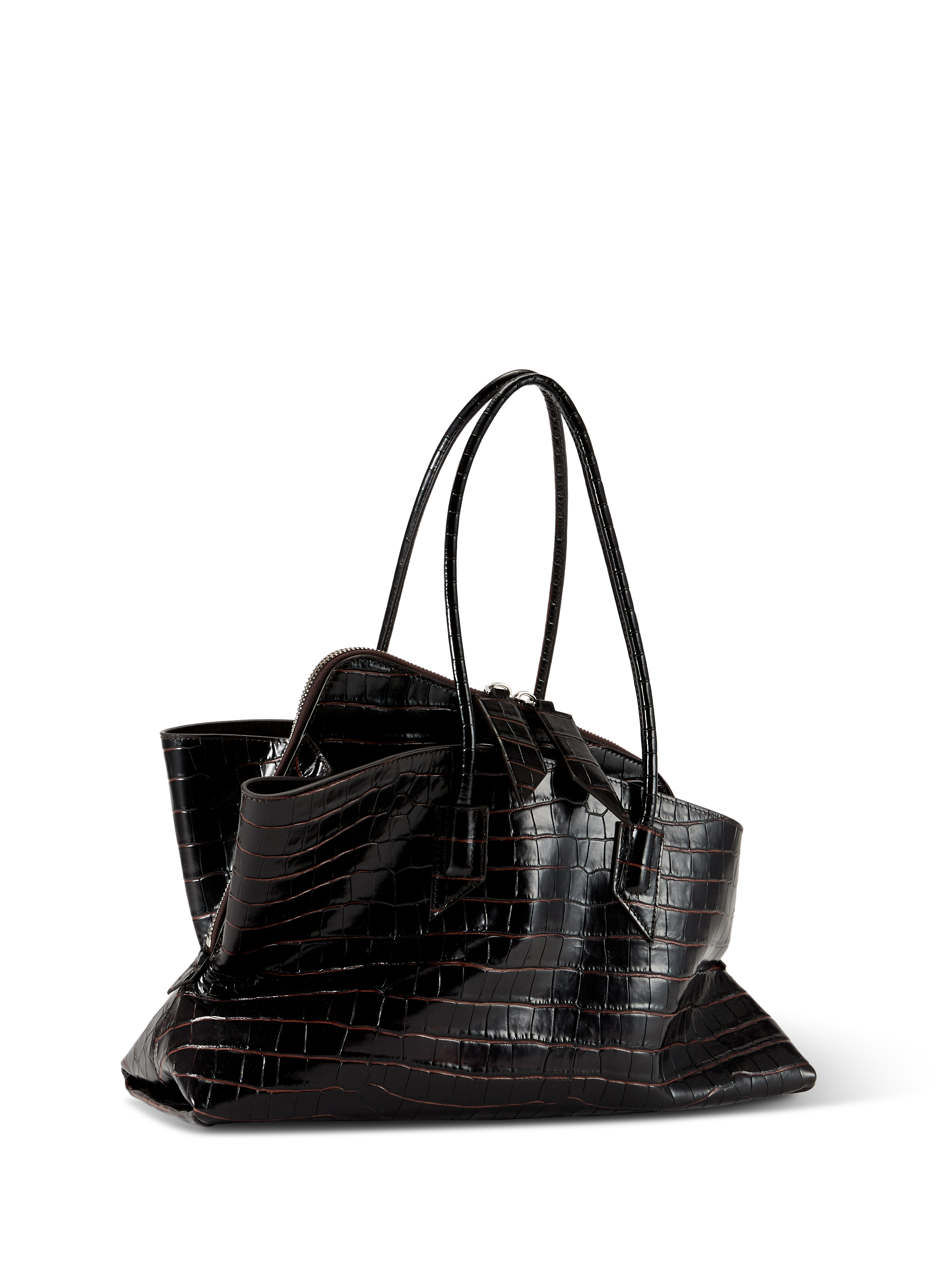 Textured calfskin leather handbag THE ATTICO Brown