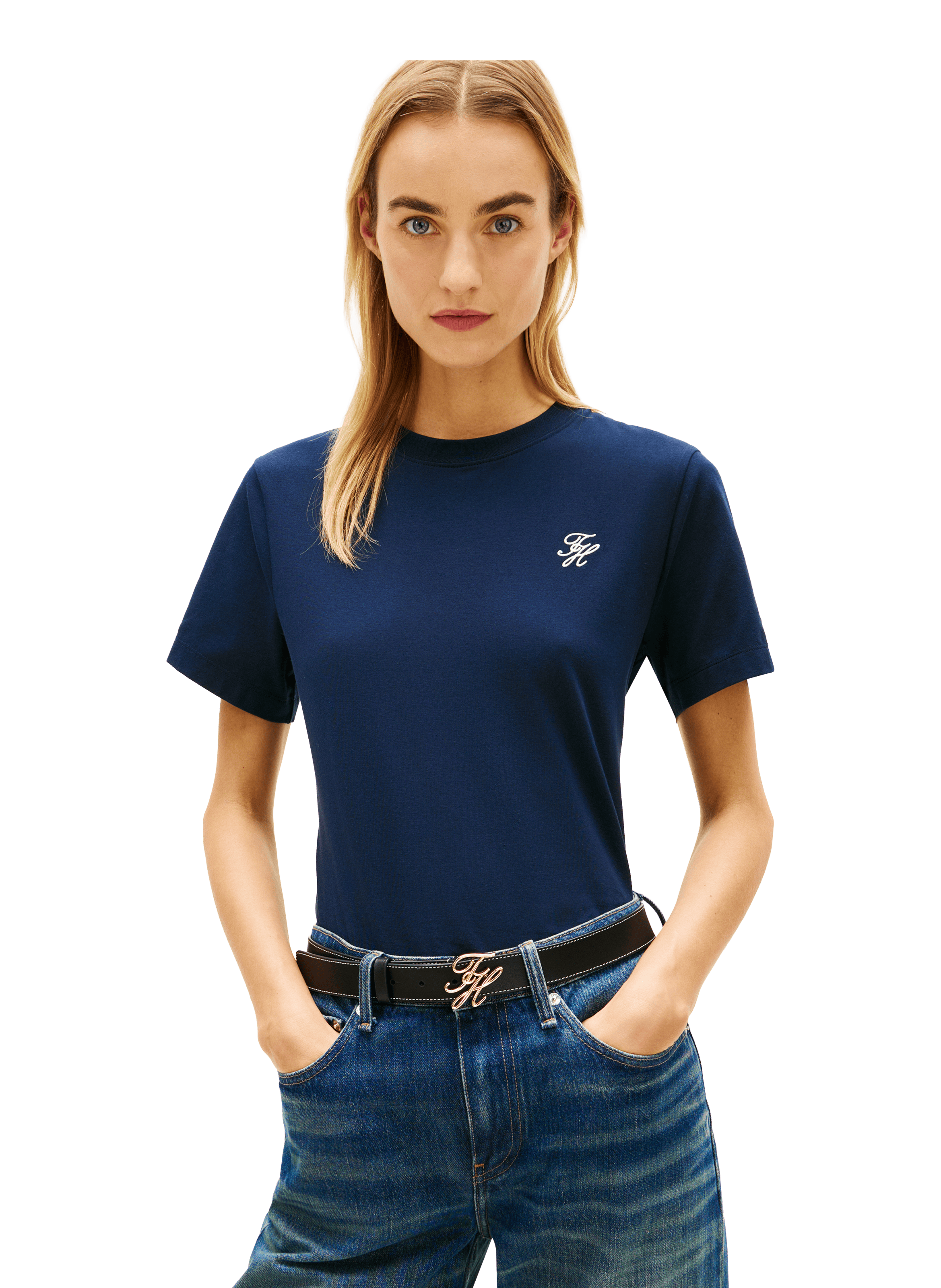 T-shirt avec logo en coton TOMMY HILFIGER Bleu